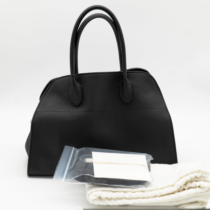 The Row Soft Margaux 12 Black Matte Grained Calfskin PHW