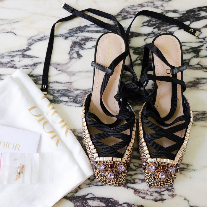 Christian Dior Ultra-Rare FW23 Crystal Embellished D-Envol Lace-Up Pump EU 36