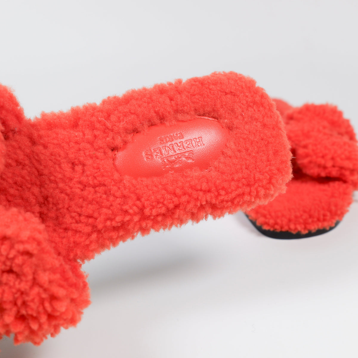 Hermès Limited Edition Orange Shearling Teddy Oran Sandals Size 36