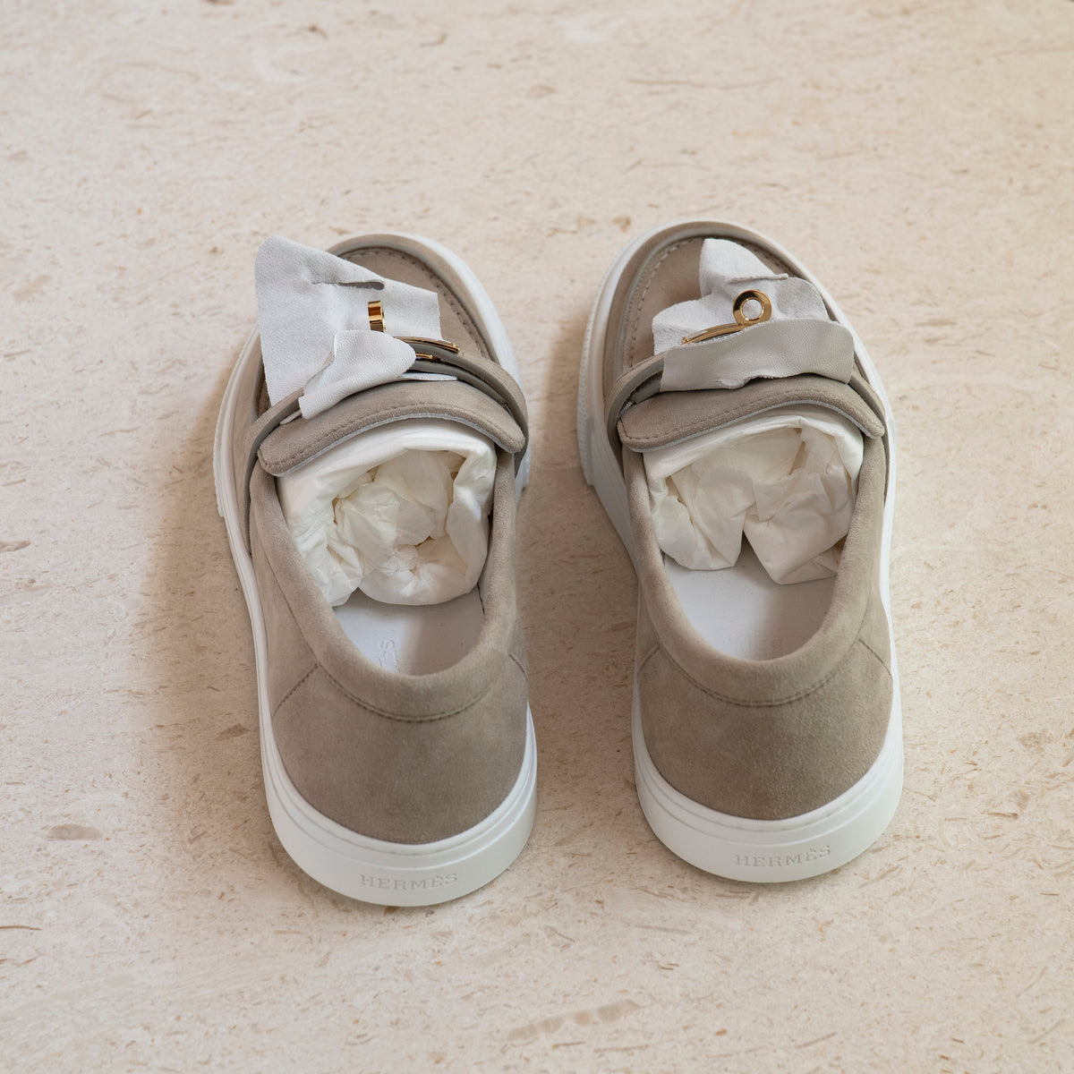 NEW Hermès Game Slip-On Sneaker Beige Esquisse Size 38 Full Set