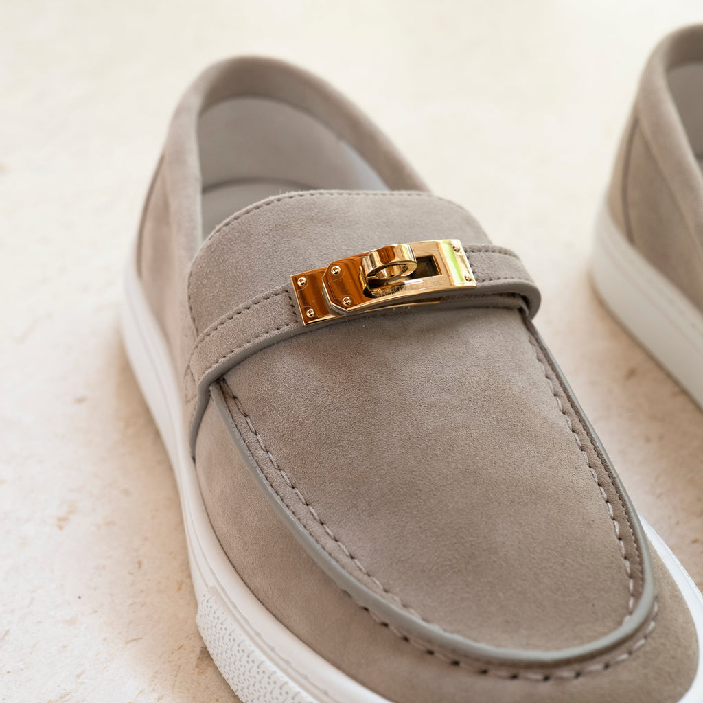 NEW Hermès Game Slip-On Sneaker Beige Esquisse Size 38 Full Set