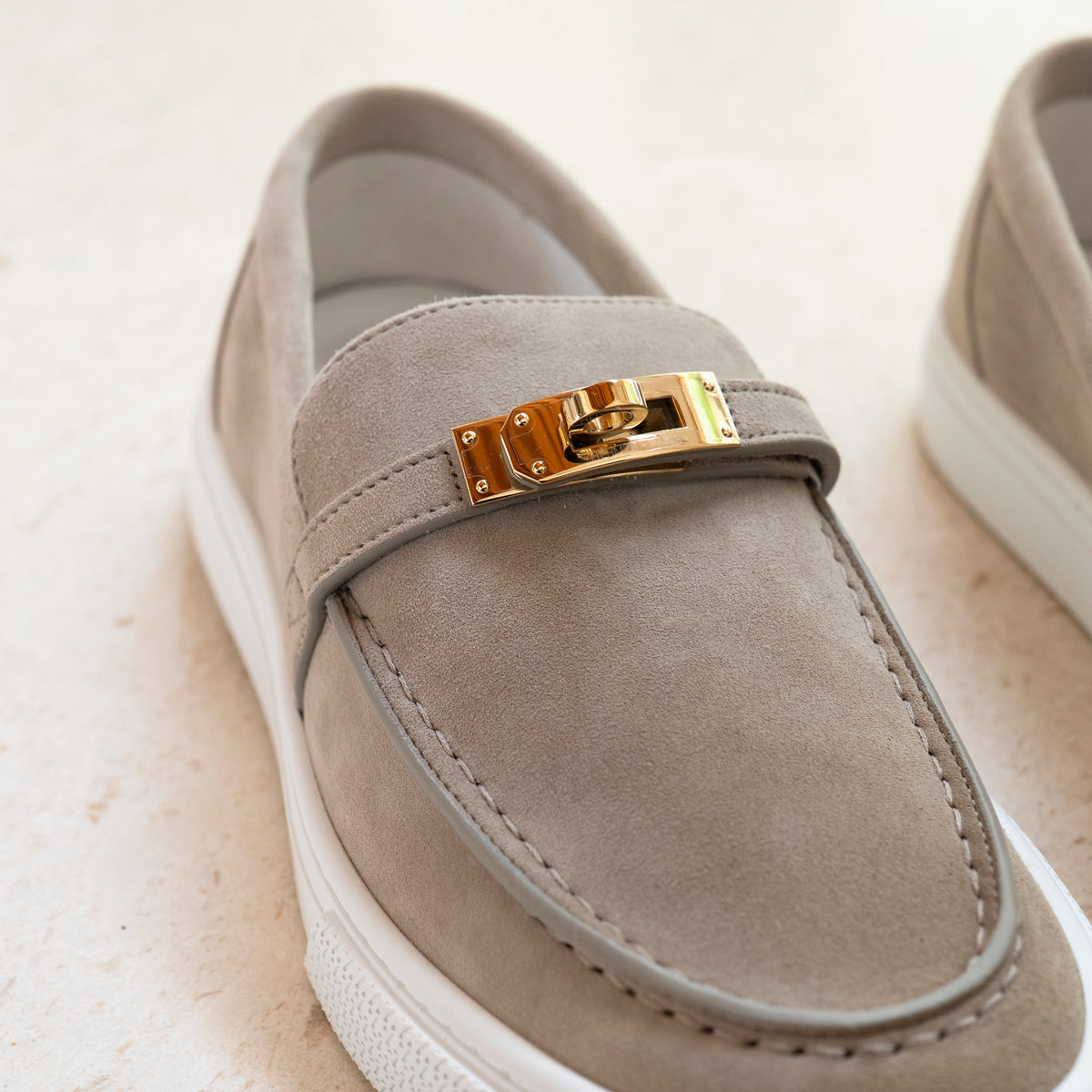 NEW Hermès Game Slip-On Sneaker Beige Esquisse Size 38 Full Set