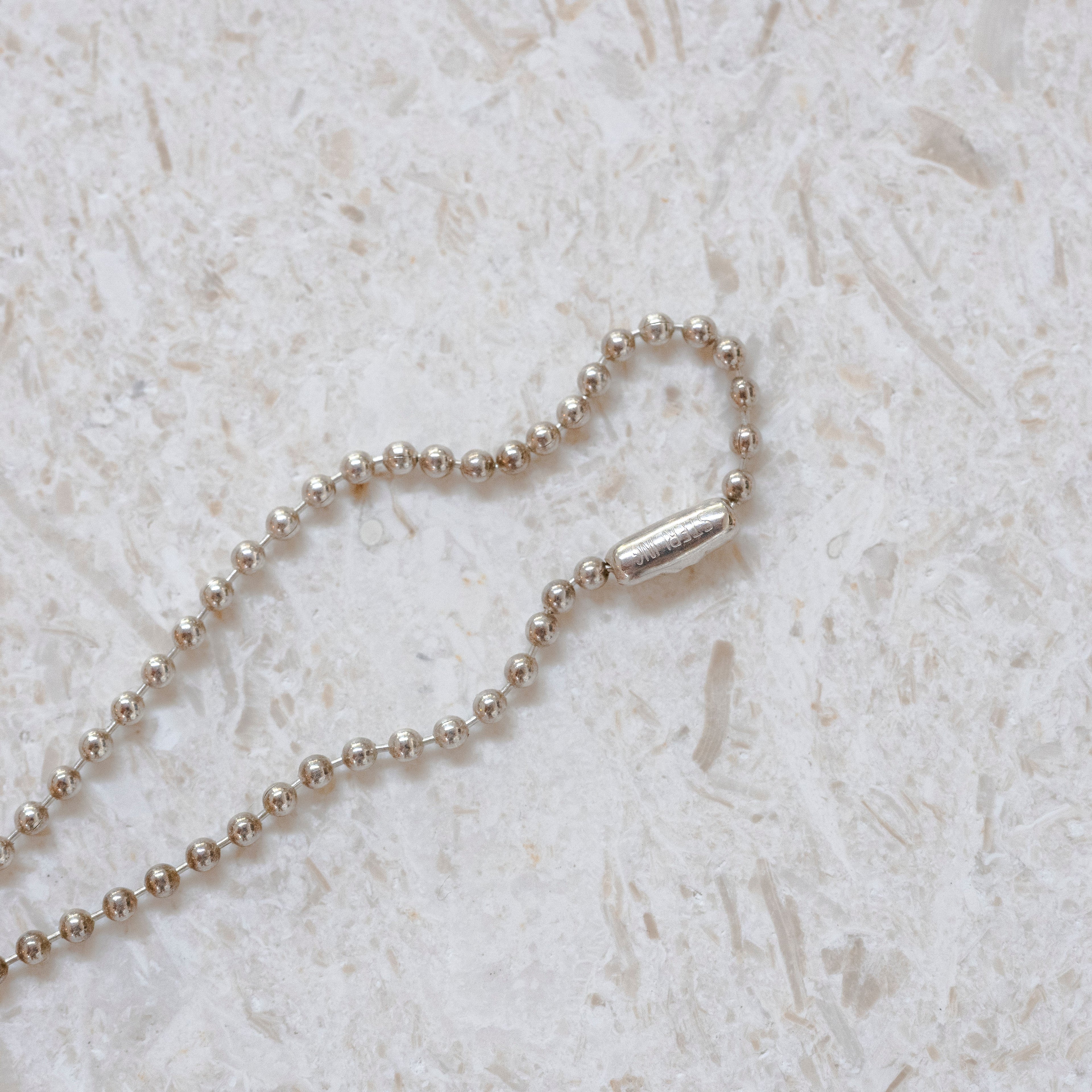 Chrome Hearts Heart Orbit Charm Pendant with Silver Ball Chain Necklace