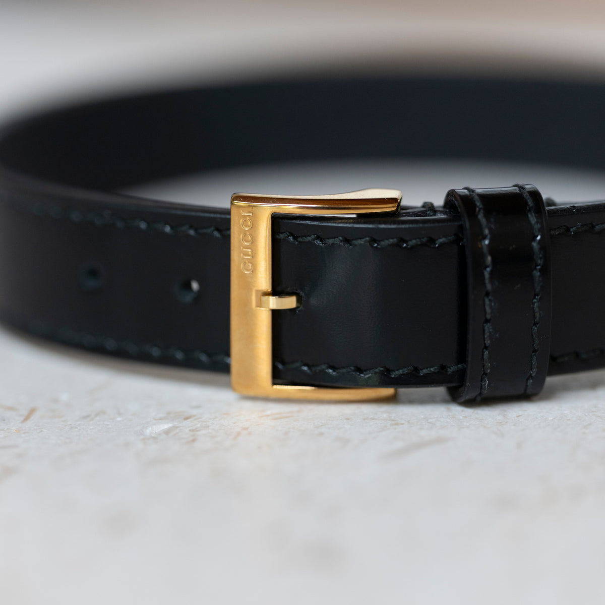 Gucci Black Patent Leather Choker with Gold Buckle