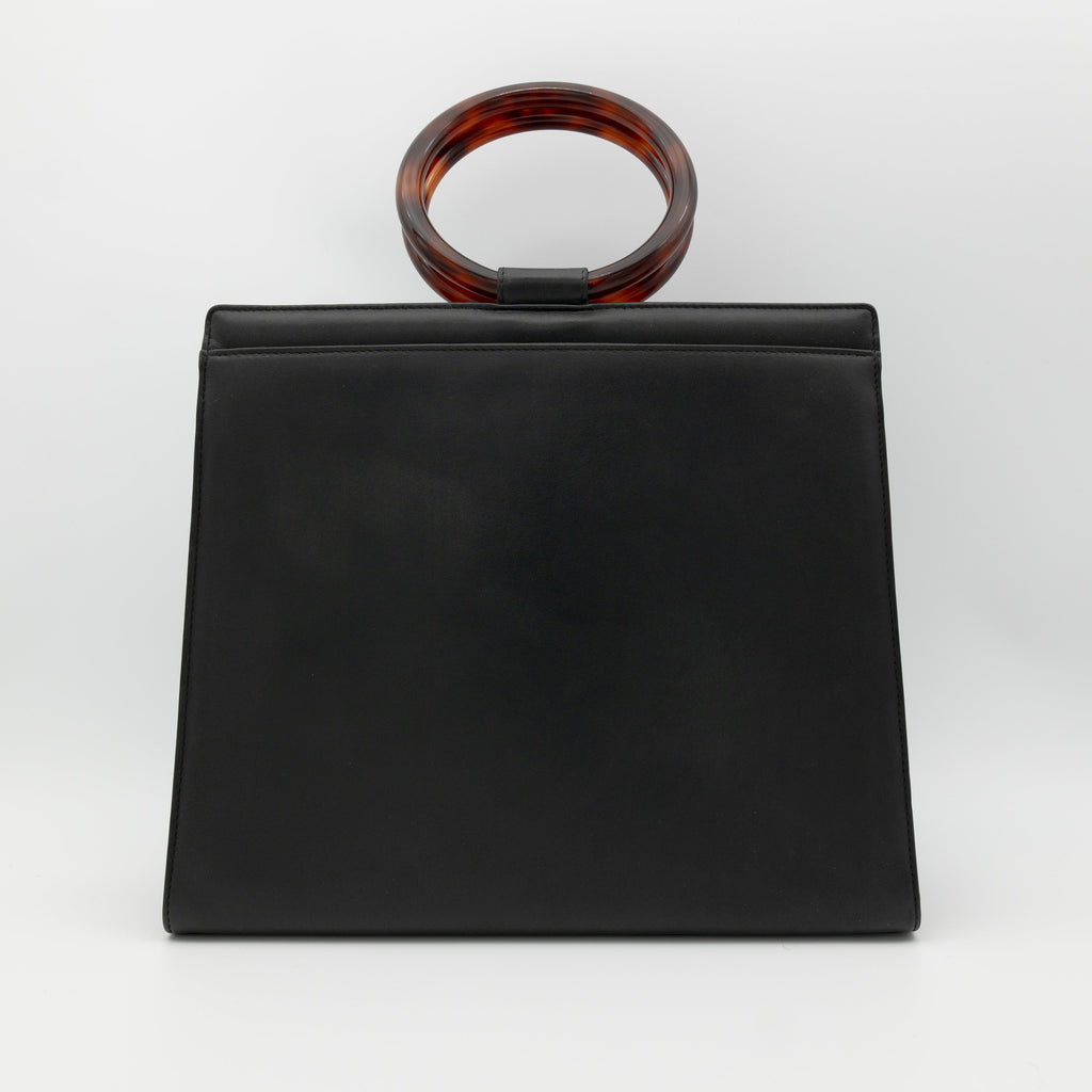 CHANEL Rare Vintage Tortoiseshell Ring Handle Bag 1997-1999