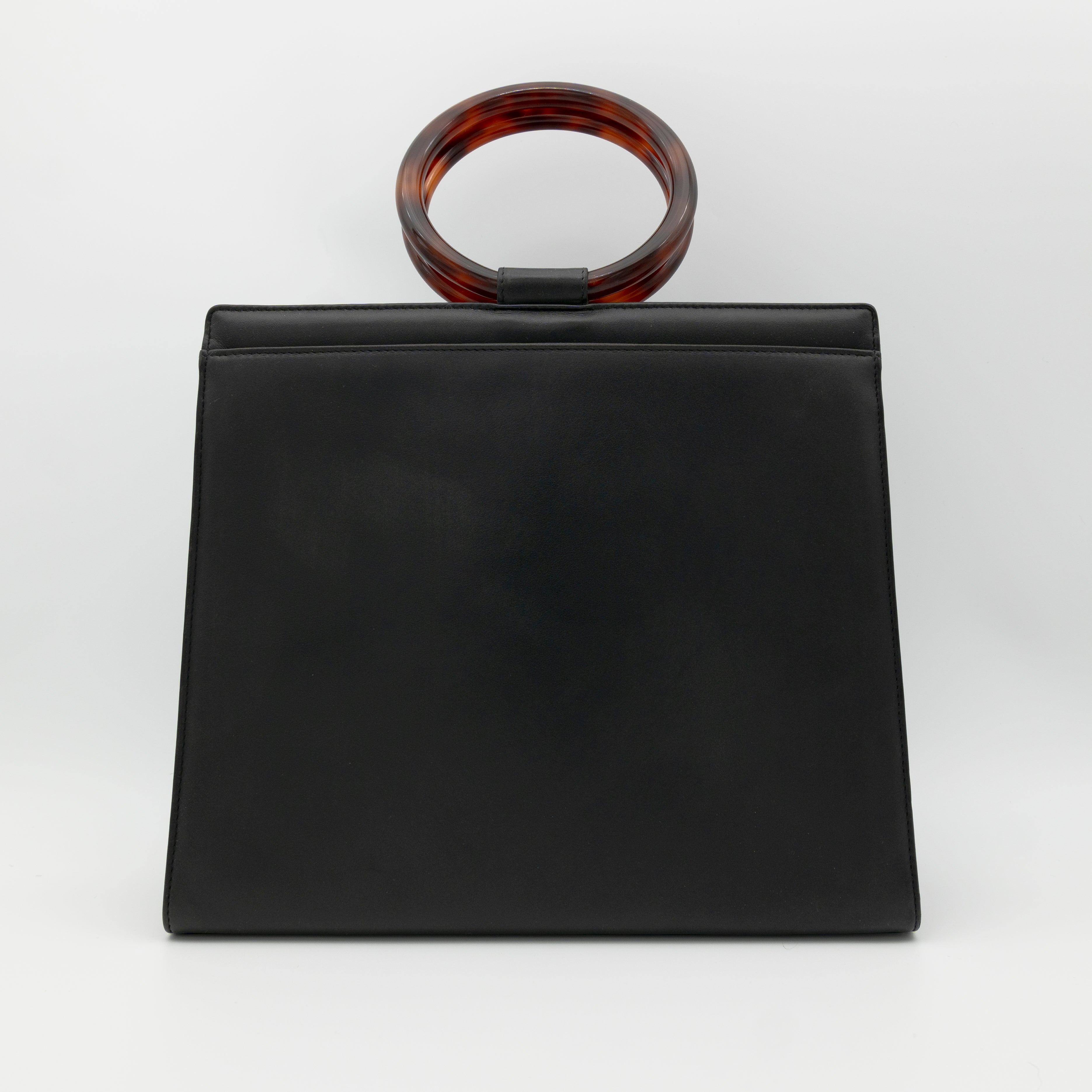 CHANEL Rare Vintage Tortoiseshell Ring Handle Bag 1997-1999