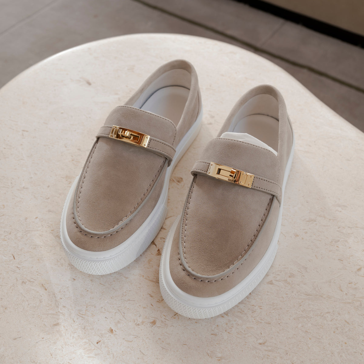 NEW Hermès Game Slip-On Sneaker Beige Esquisse Size 38 Full Set