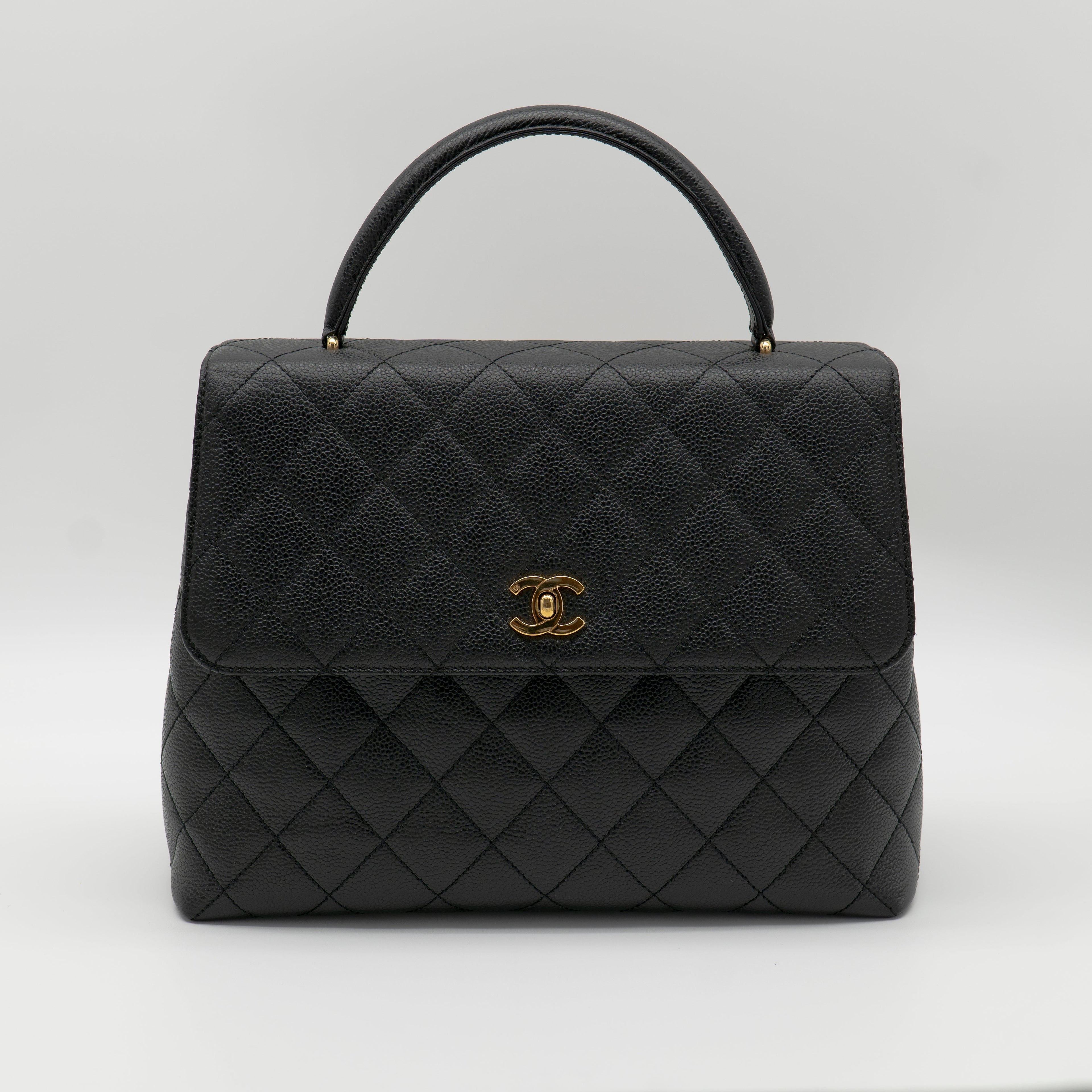 CHANEL Vintage Caviar Jumbo Kelly Flap 24K Gold Hardware A12397