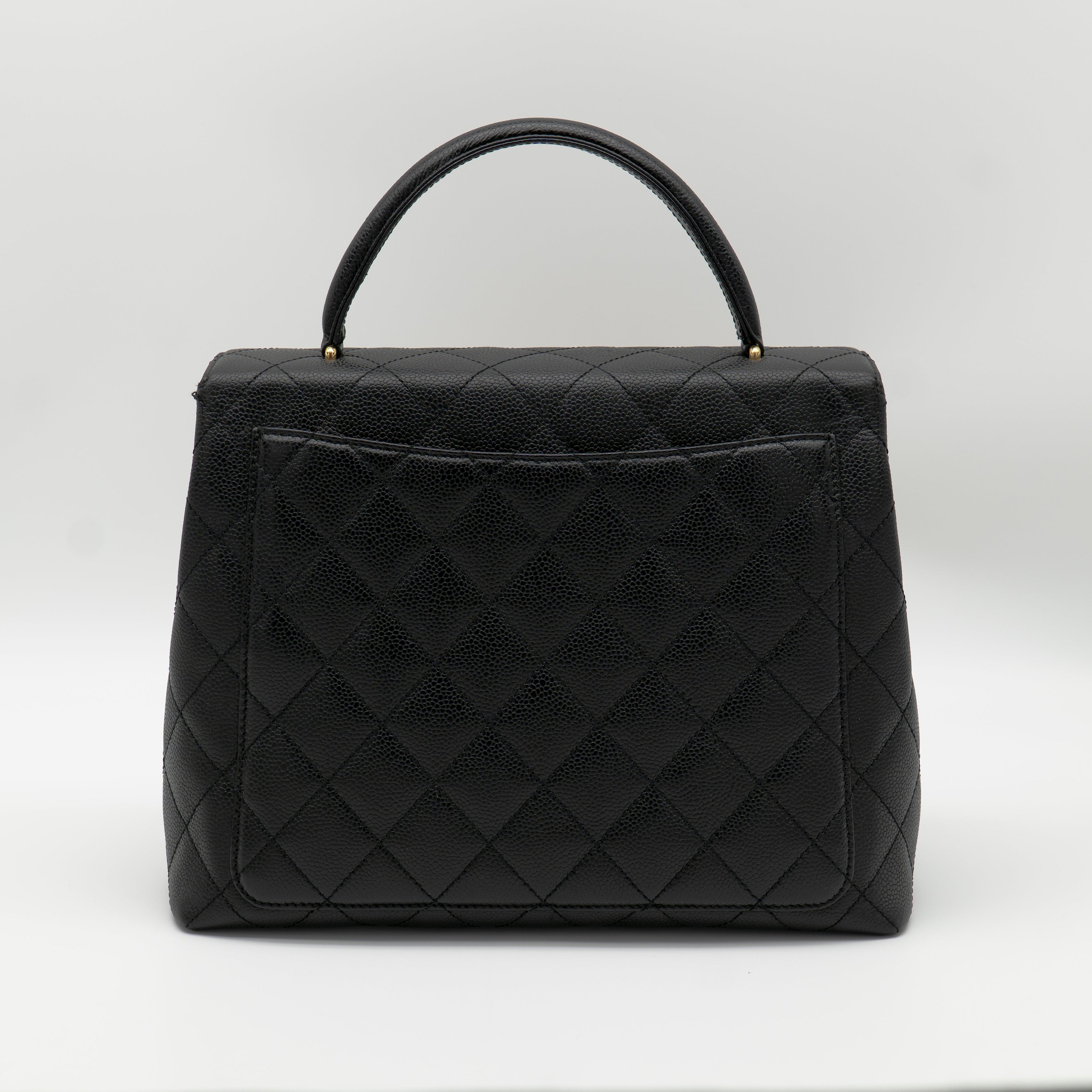 CHANEL Vintage Caviar Jumbo Kelly Flap 24K Gold Hardware A12397