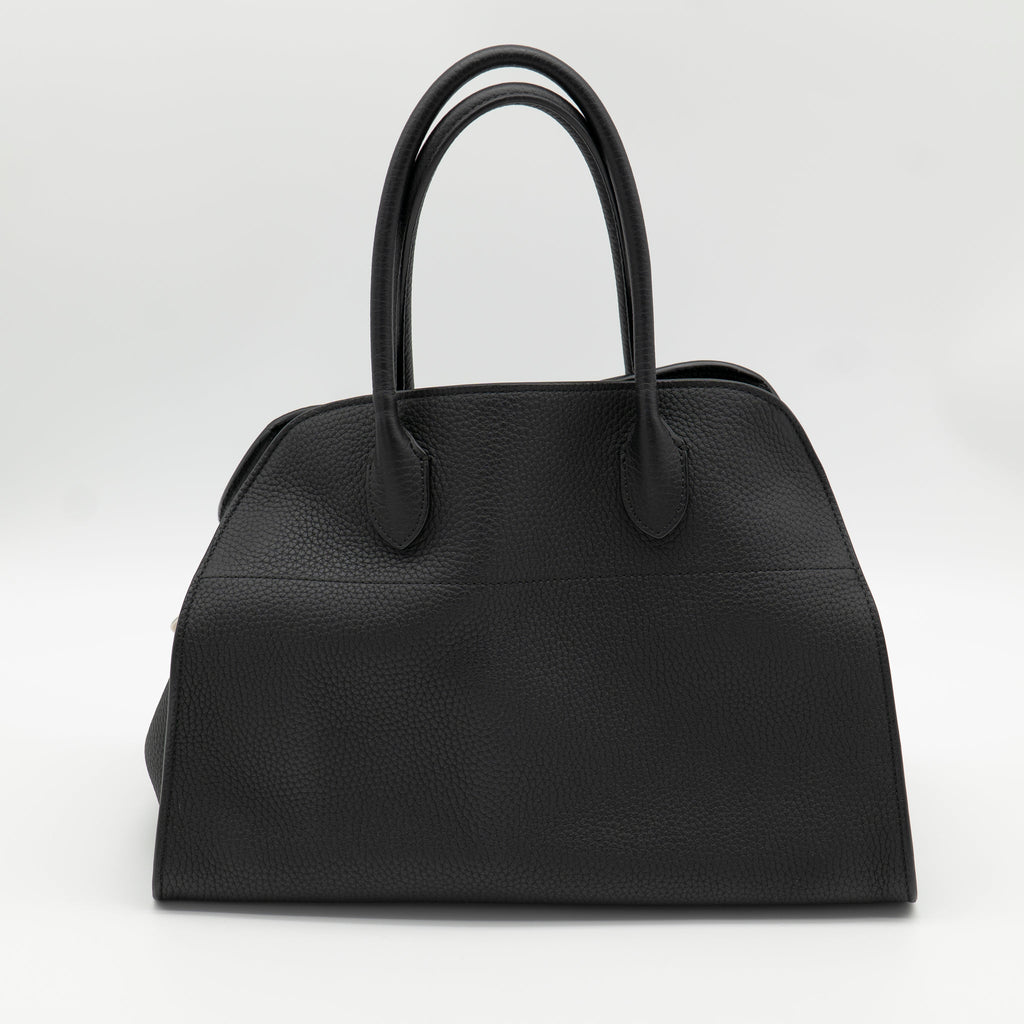 The Row Soft Margaux 12 Black Matte Grained Calfskin PHW