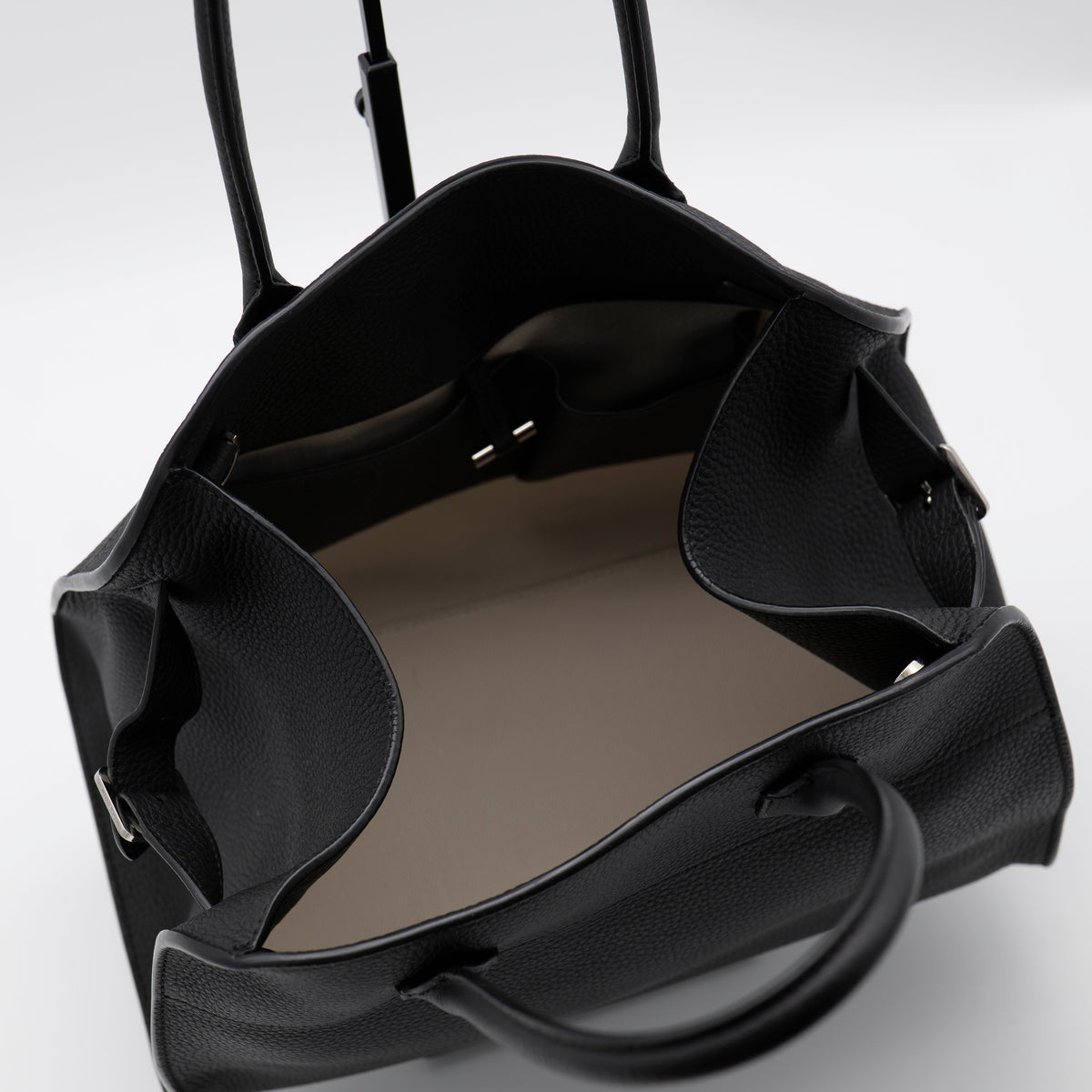 The Row Soft Margaux 12 Black Matte Grained Calfskin PHW