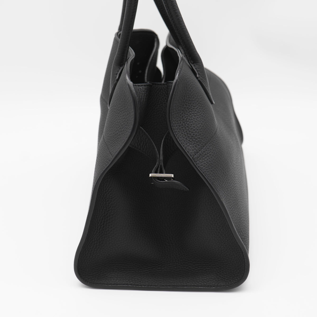 The Row Soft Margaux 12 Black Matte Grained Calfskin PHW
