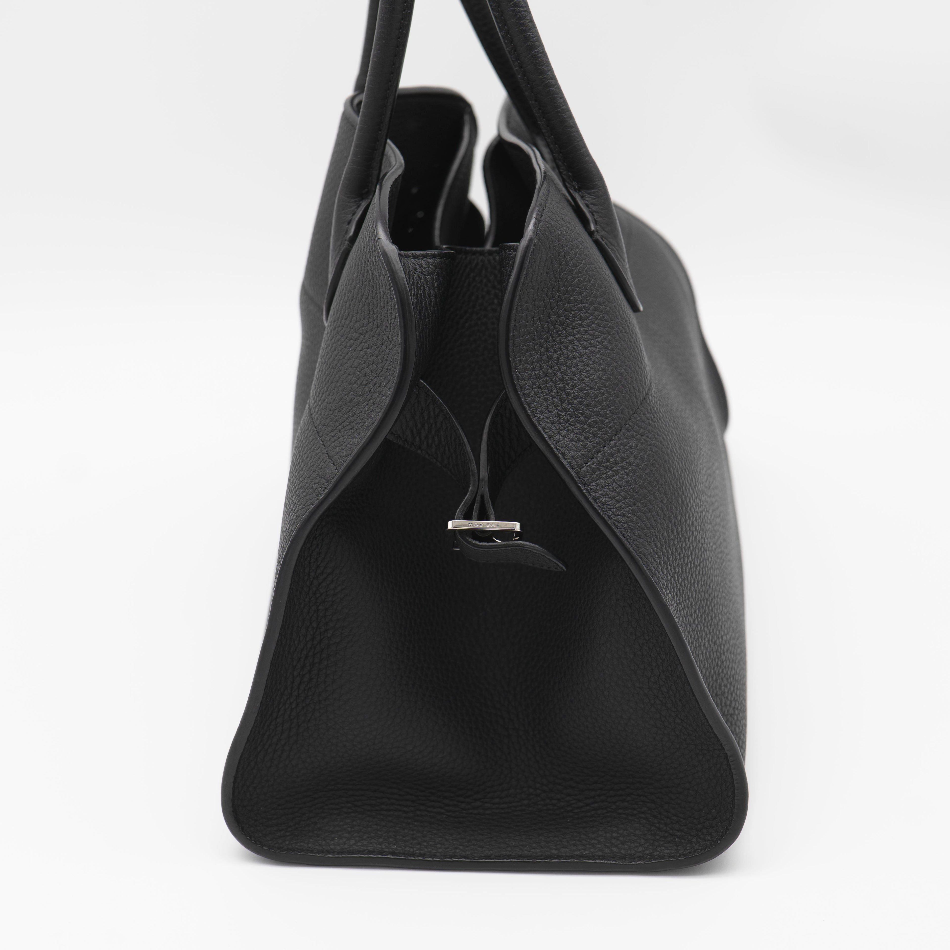 The Row Soft Margaux 12 Black Matte Grained Calfskin PHW