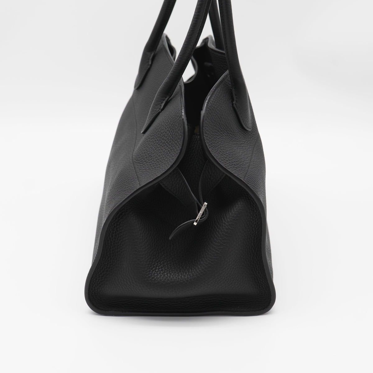 The Row Soft Margaux 12 Black Matte Grained Calfskin PHW