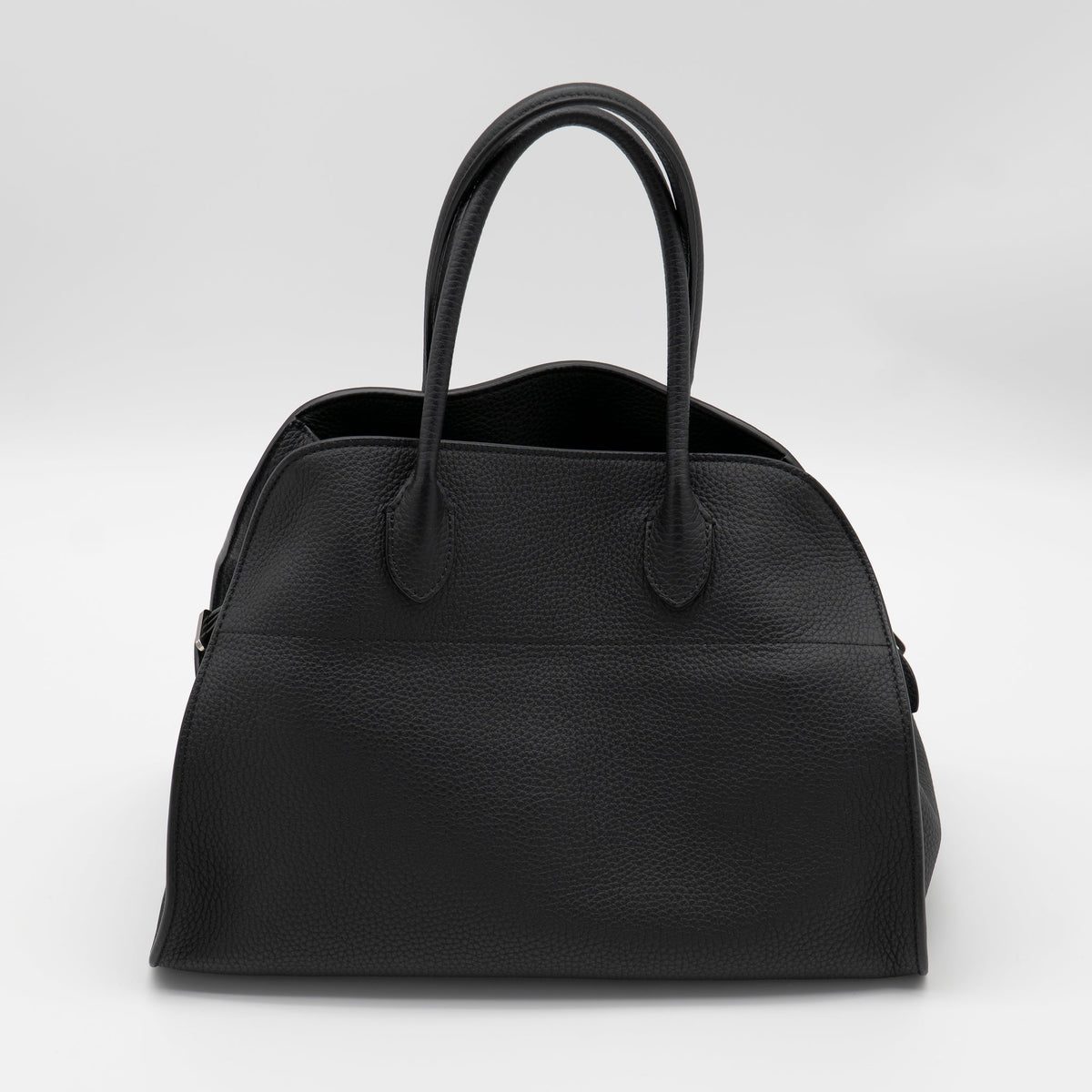 The Row Soft Margaux 12 Black Matte Grained Calfskin PHW