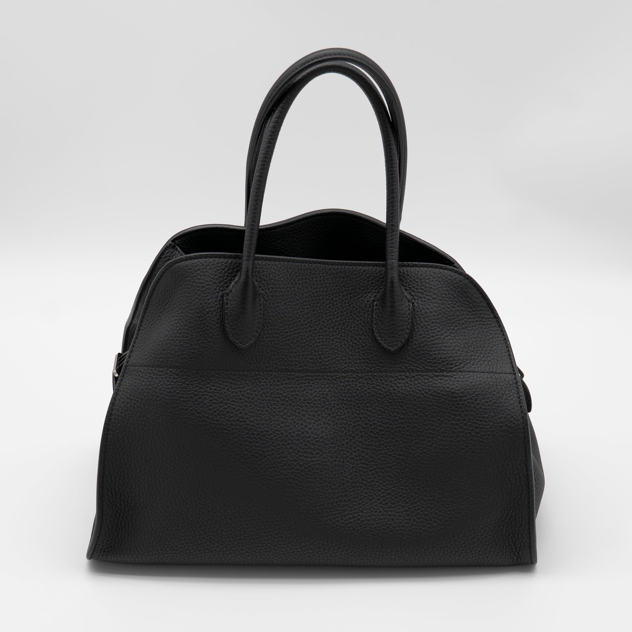 The Row Soft Margaux 12 Black Matte Grained Calfskin PHW