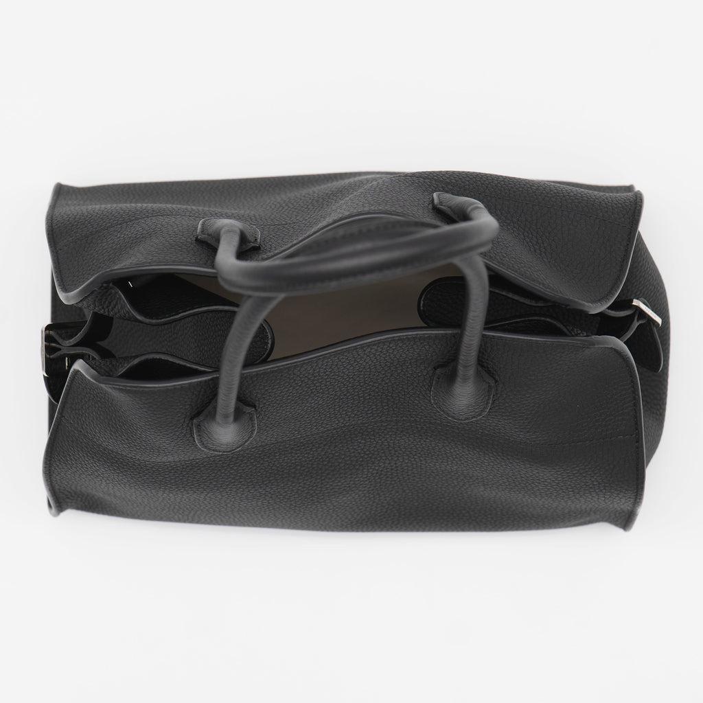 The Row Soft Margaux 12 Black Matte Grained Calfskin PHW