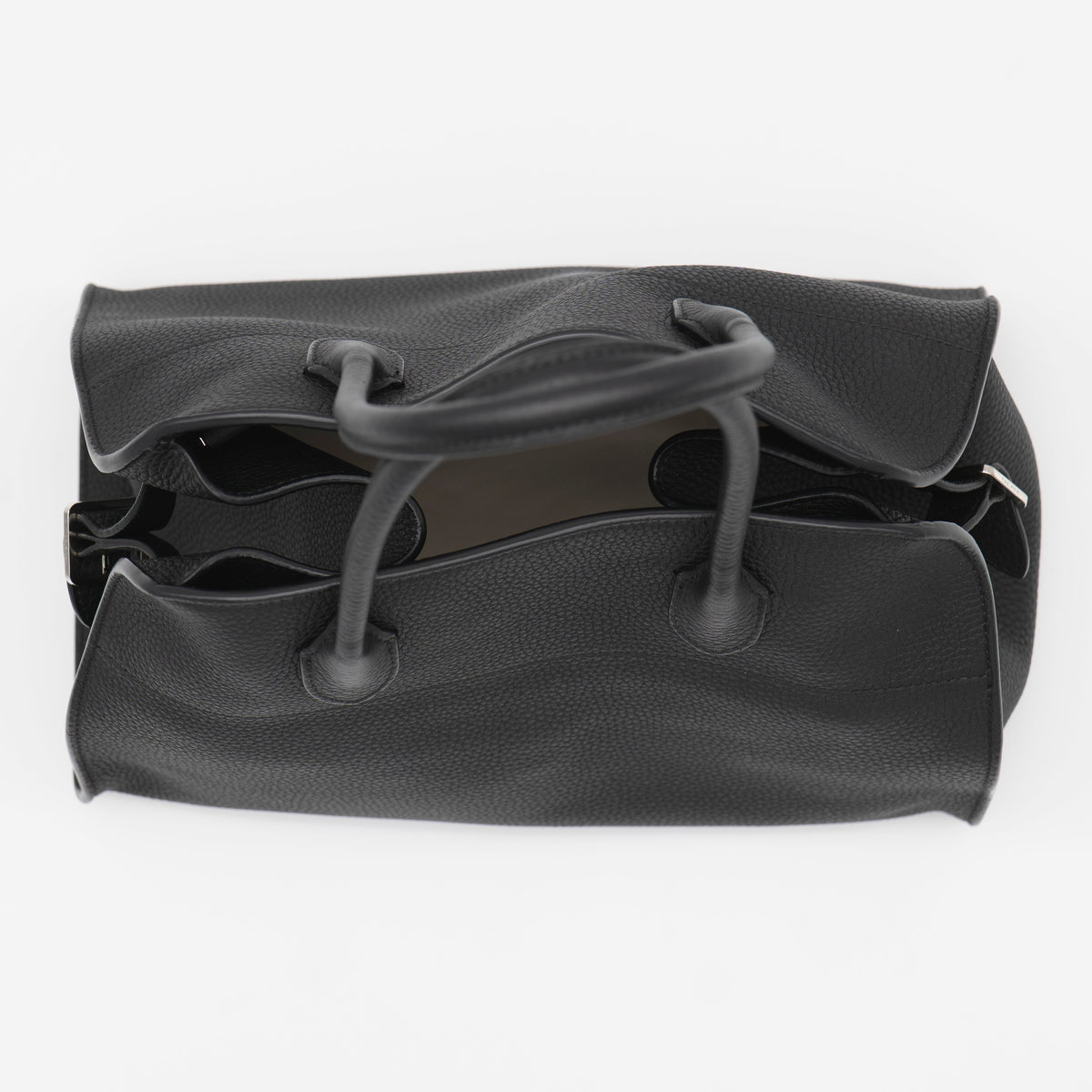 The Row Soft Margaux 12 Black Matte Grained Calfskin PHW