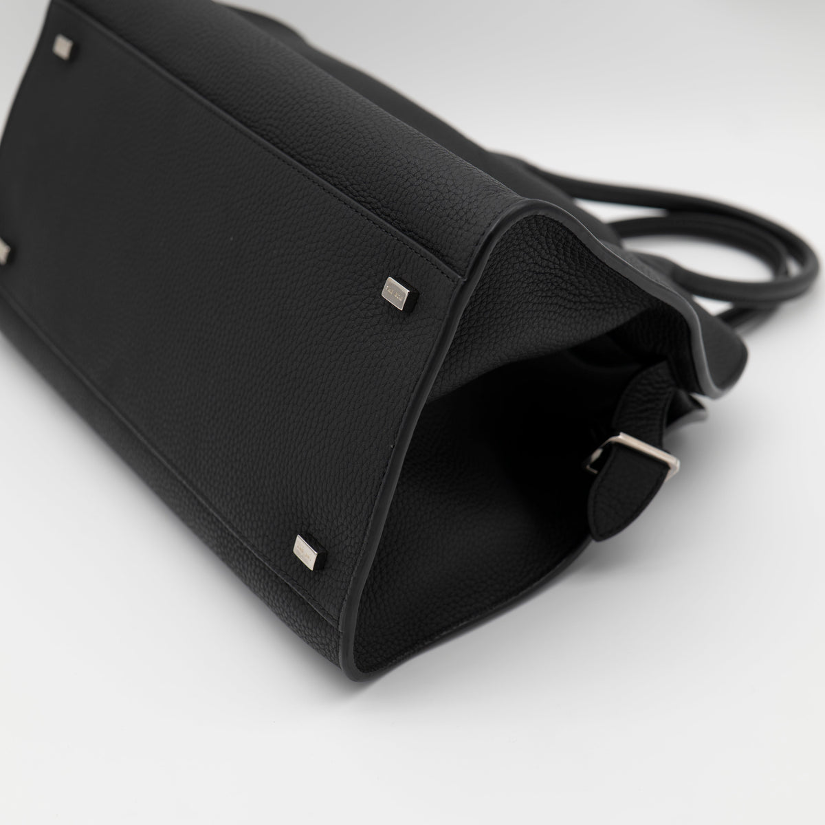 The Row Soft Margaux 12 Black Matte Grained Calfskin PHW