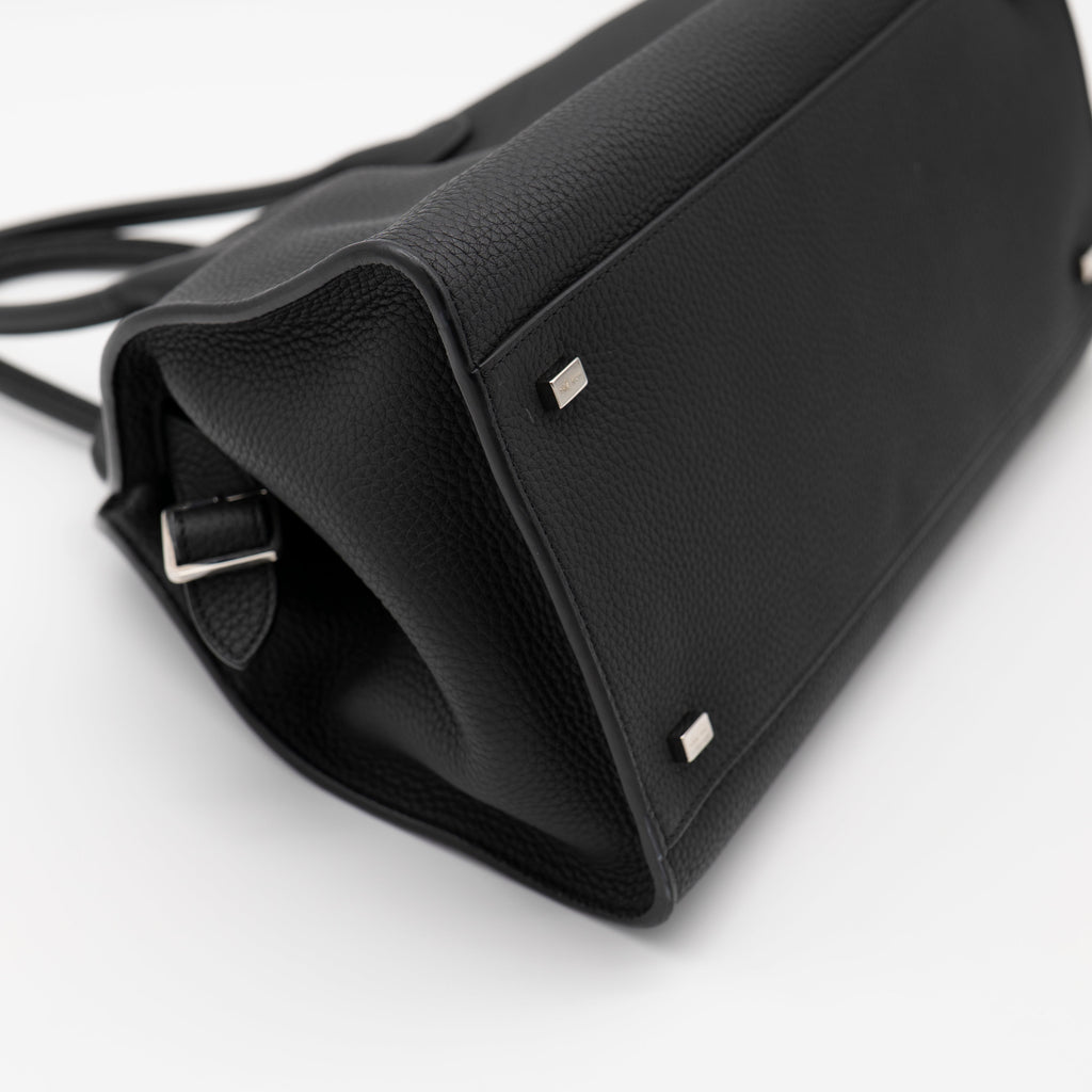 The Row Soft Margaux 12 Black Matte Grained Calfskin PHW