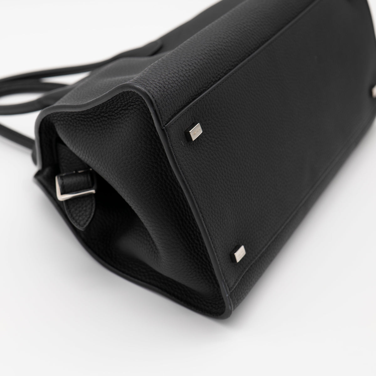 The Row Soft Margaux 12 Black Matte Grained Calfskin PHW