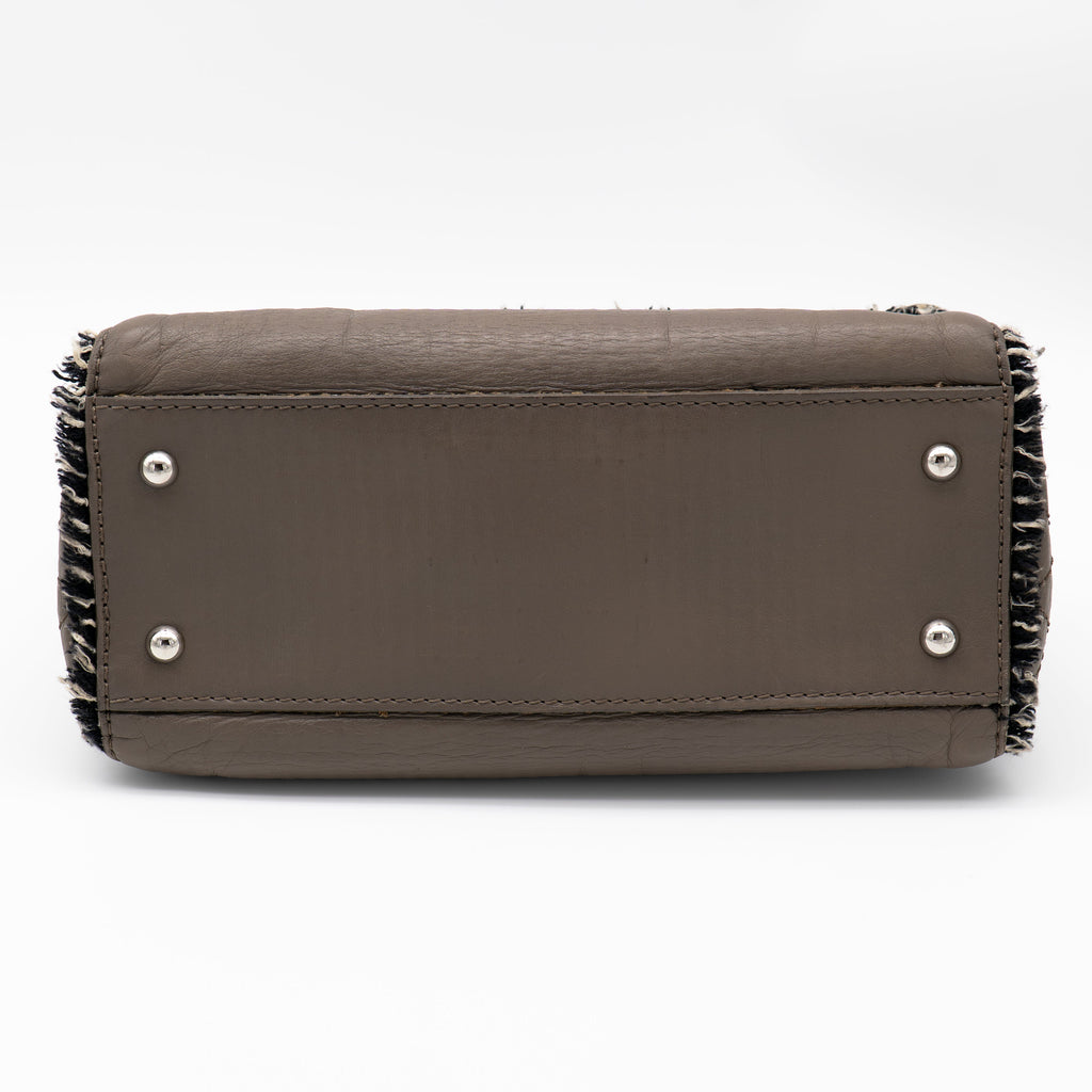 CHANEL Limited Edition Taupe Leather and Tweed Single Flap Bag SHW