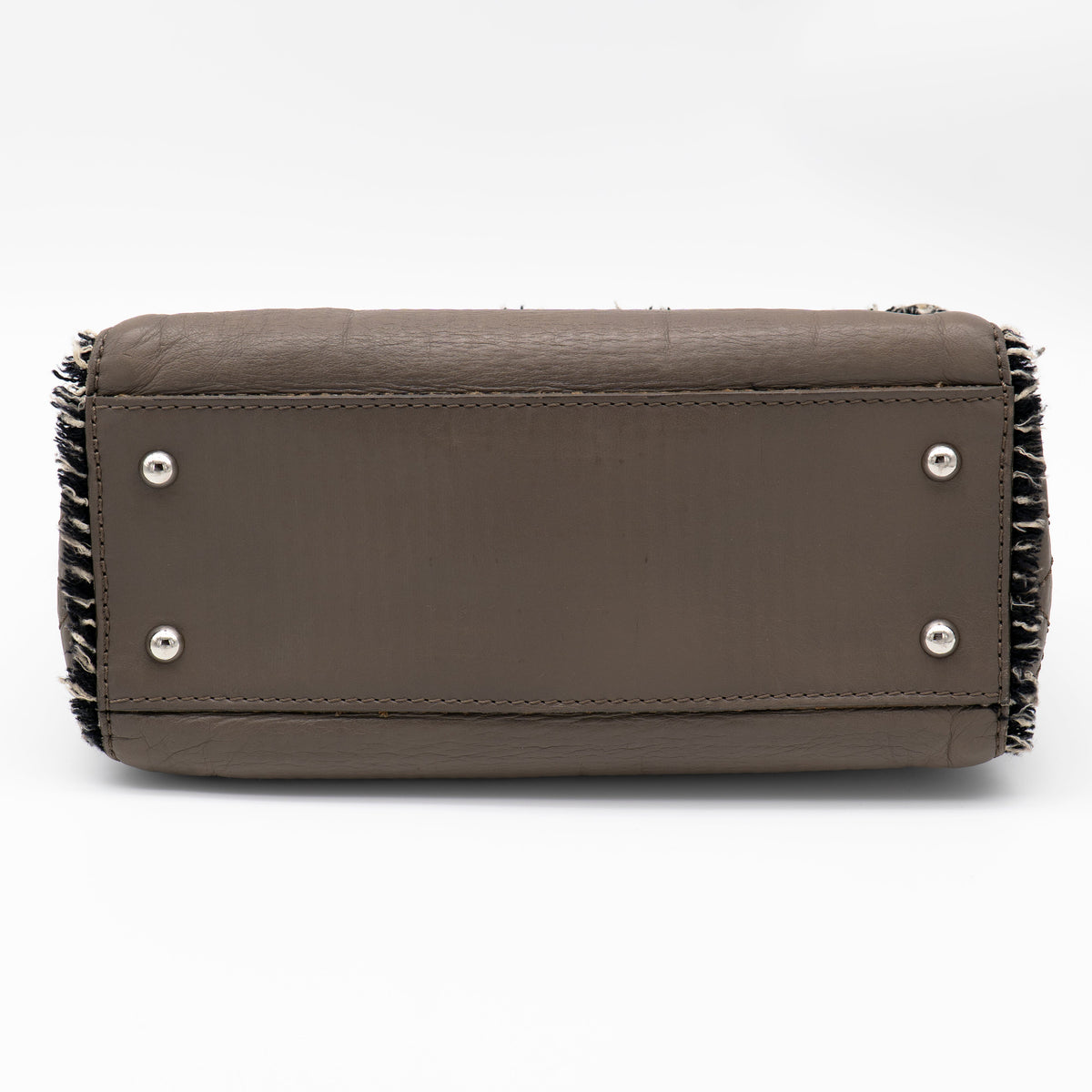 CHANEL Limited Edition Taupe Leather and Tweed Single Flap Bag SHW