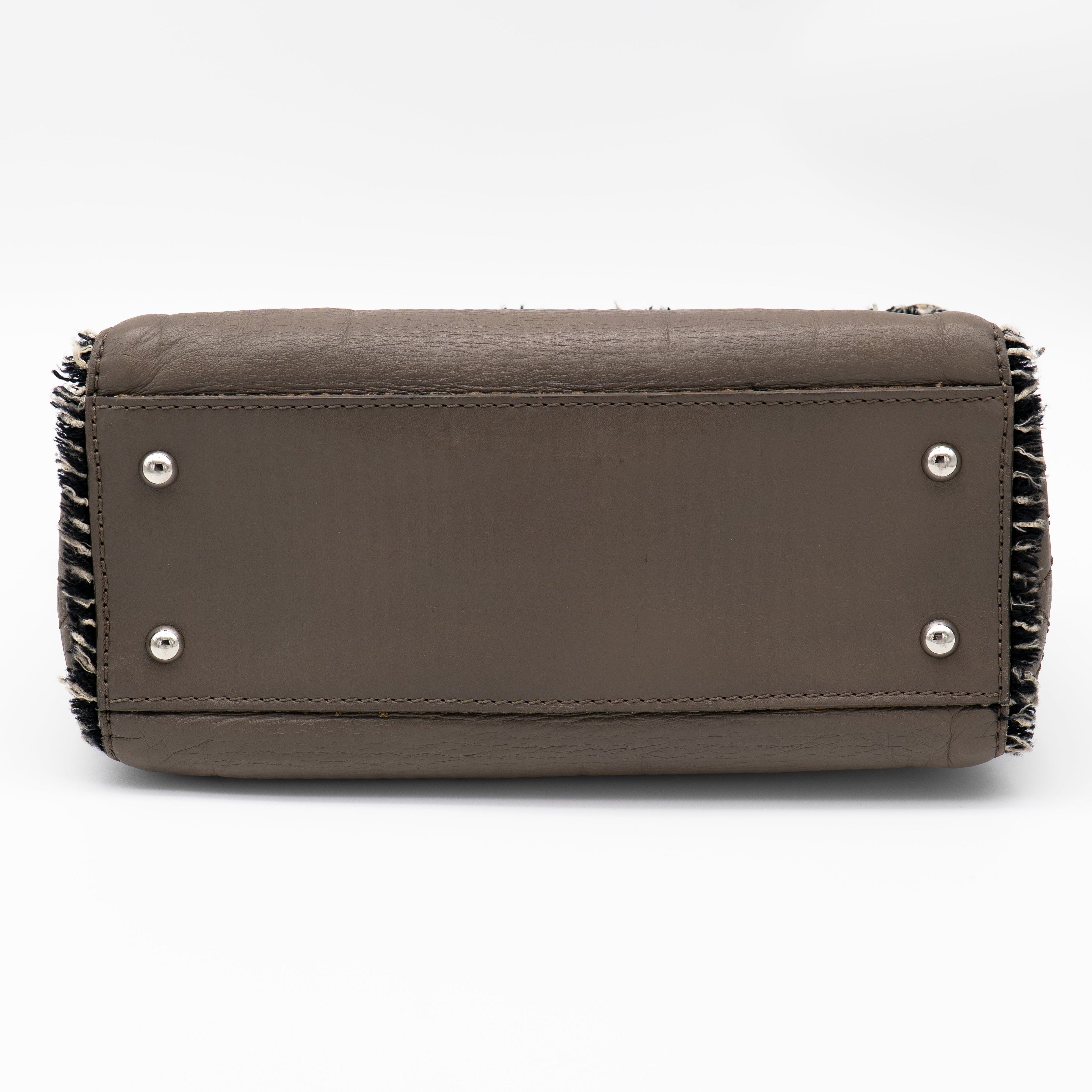 CHANEL Limited Edition Taupe Leather and Tweed Single Flap Bag SHW