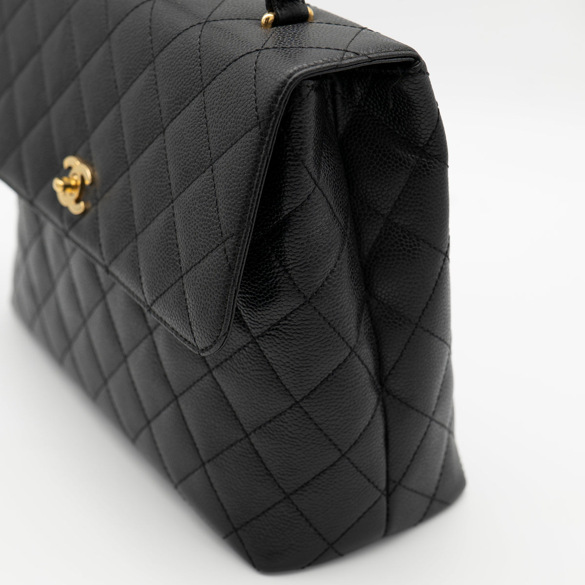 CHANEL Vintage Caviar Jumbo Kelly Flap 24K Gold Hardware A12397