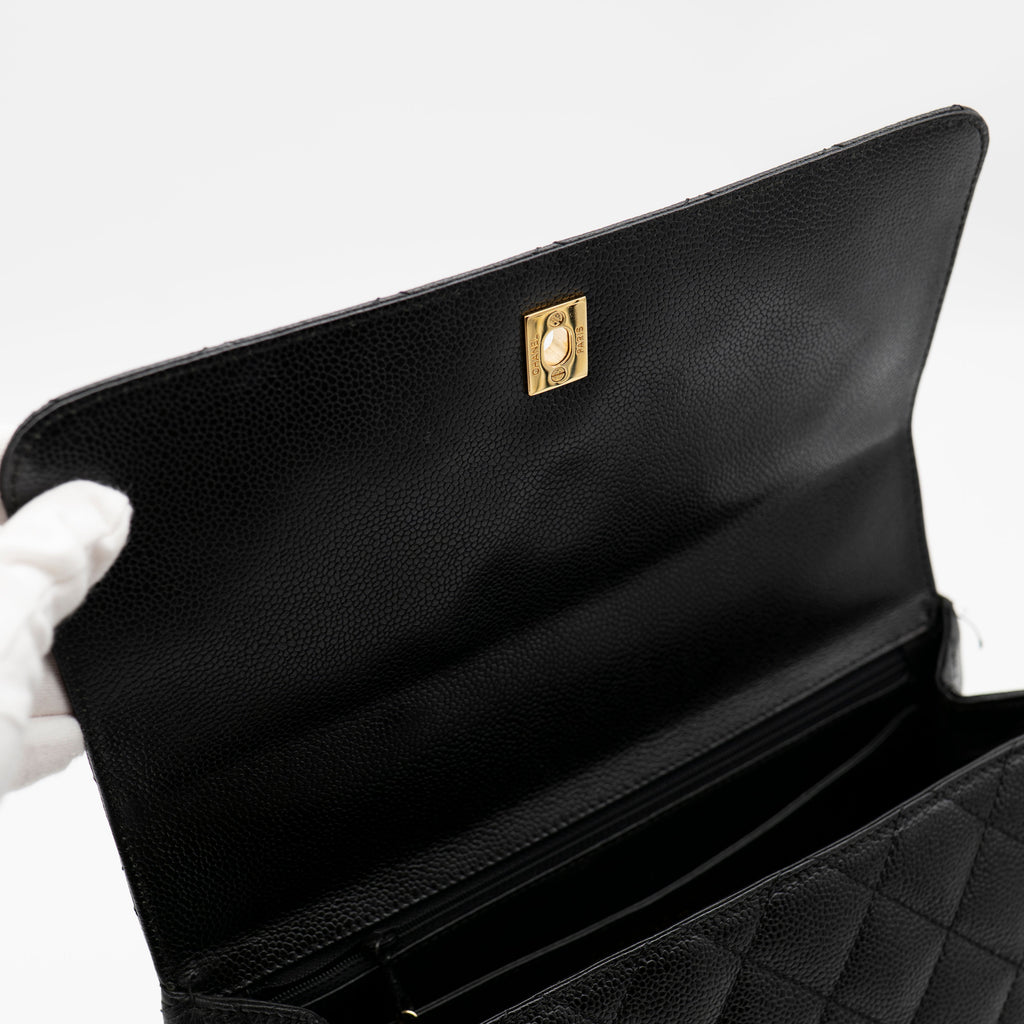 CHANEL Vintage Caviar Jumbo Kelly Flap 24K Gold Hardware A12397