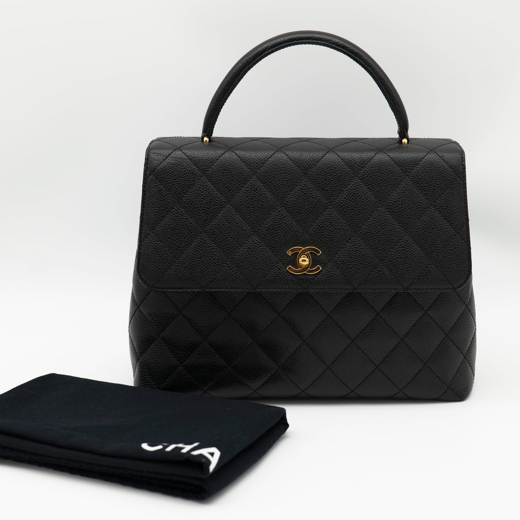 CHANEL Vintage Caviar Jumbo Kelly Flap 24K Gold Hardware A12397