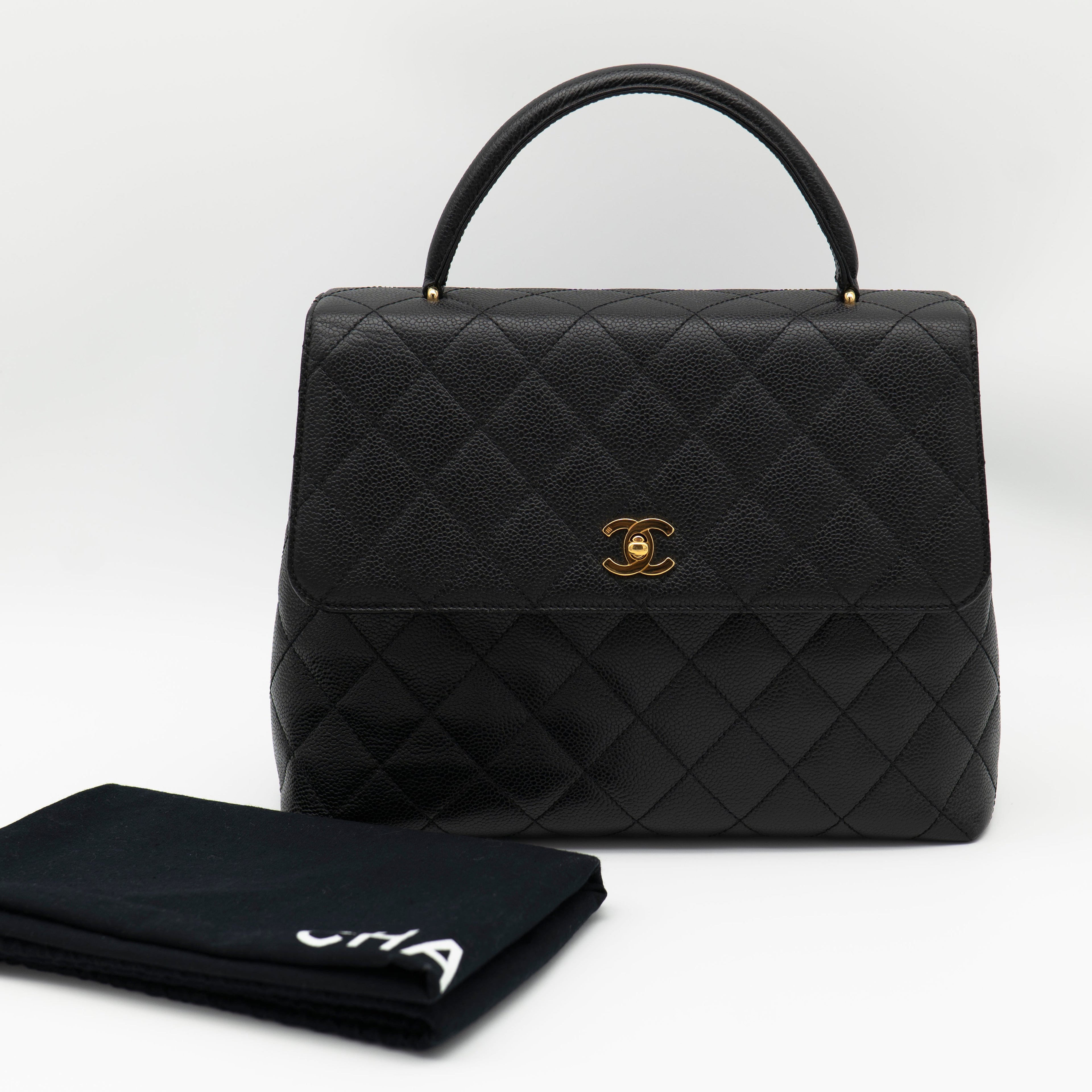 CHANEL Vintage Caviar Jumbo Kelly Flap 24K Gold Hardware A12397
