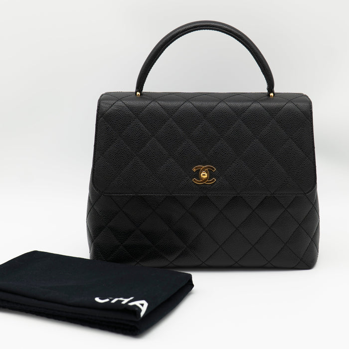 CHANEL Vintage Caviar Jumbo Kelly Flap 24K Gold Hardware A12397