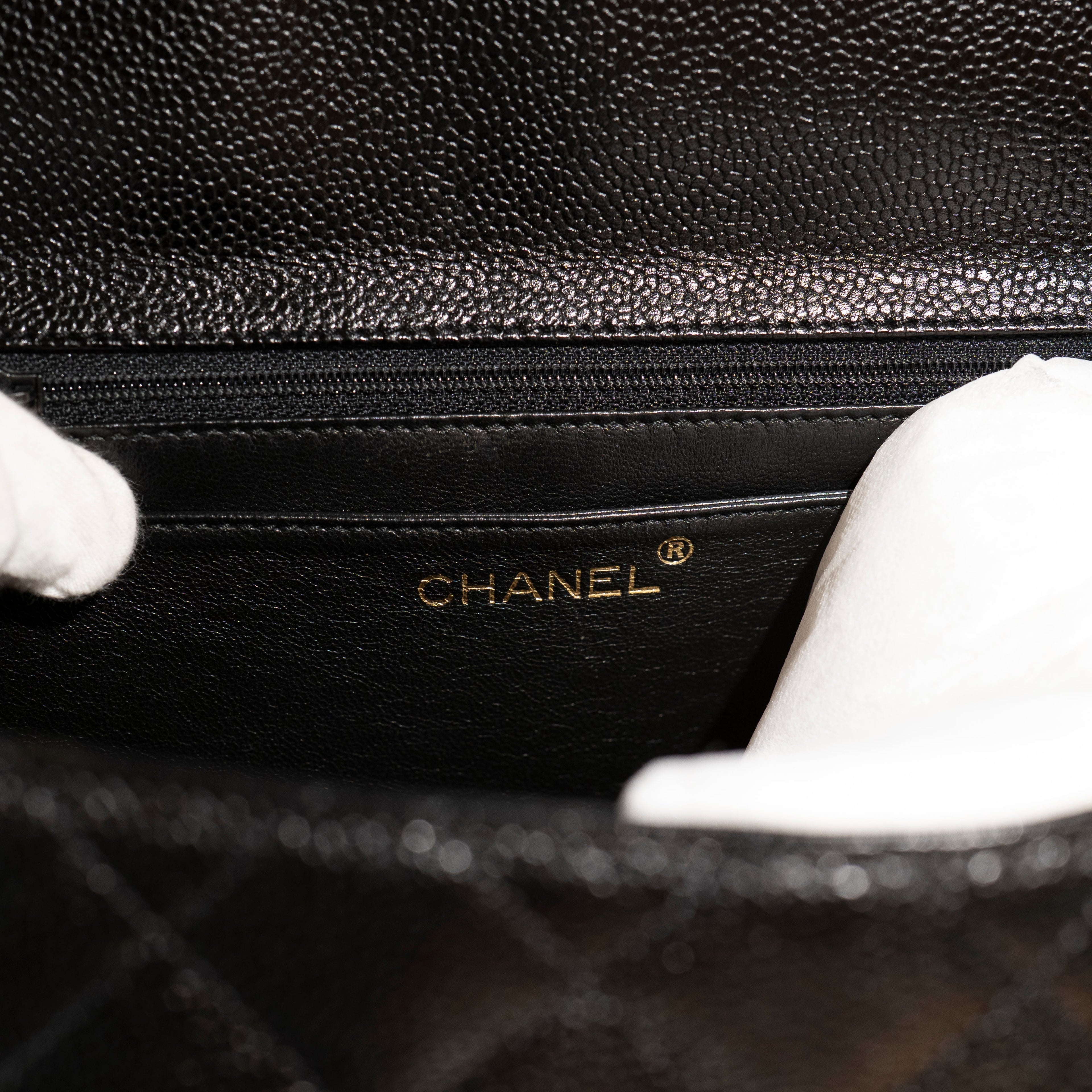 CHANEL Vintage Caviar Jumbo Kelly Flap 24K Gold Hardware A12397