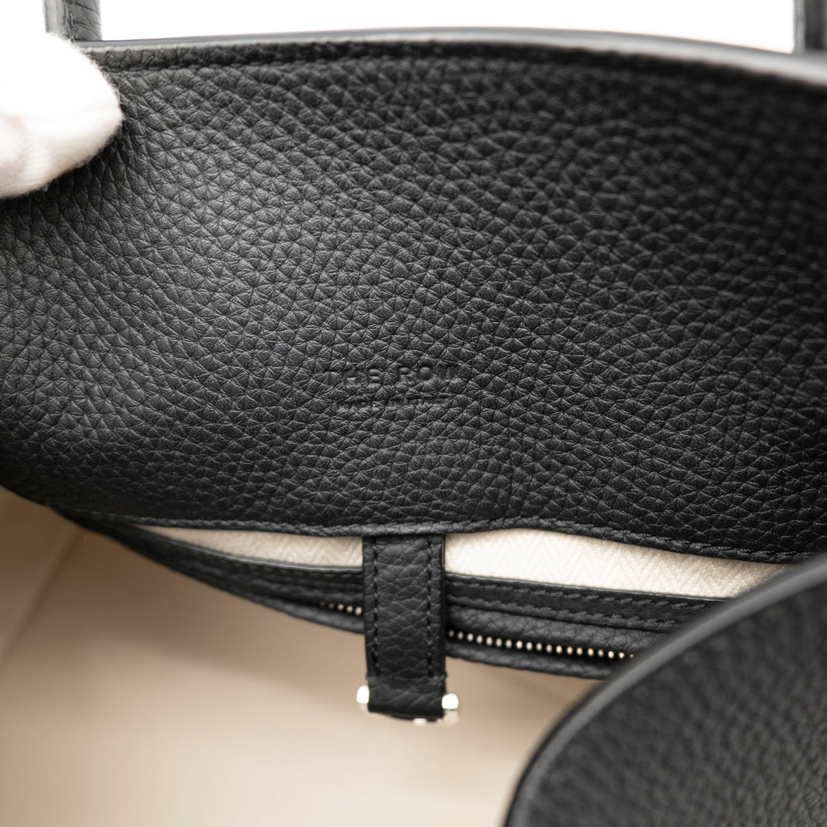 The Row Soft Margaux 12 Black Matte Grained Calfskin PHW