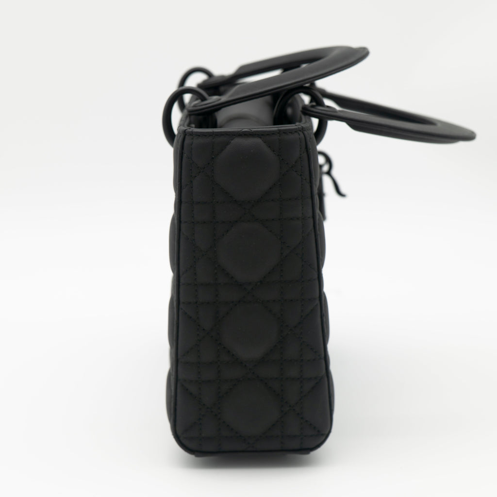 Christian Dior Black Ultramatte Small Lady Dior My ABCDior Bag