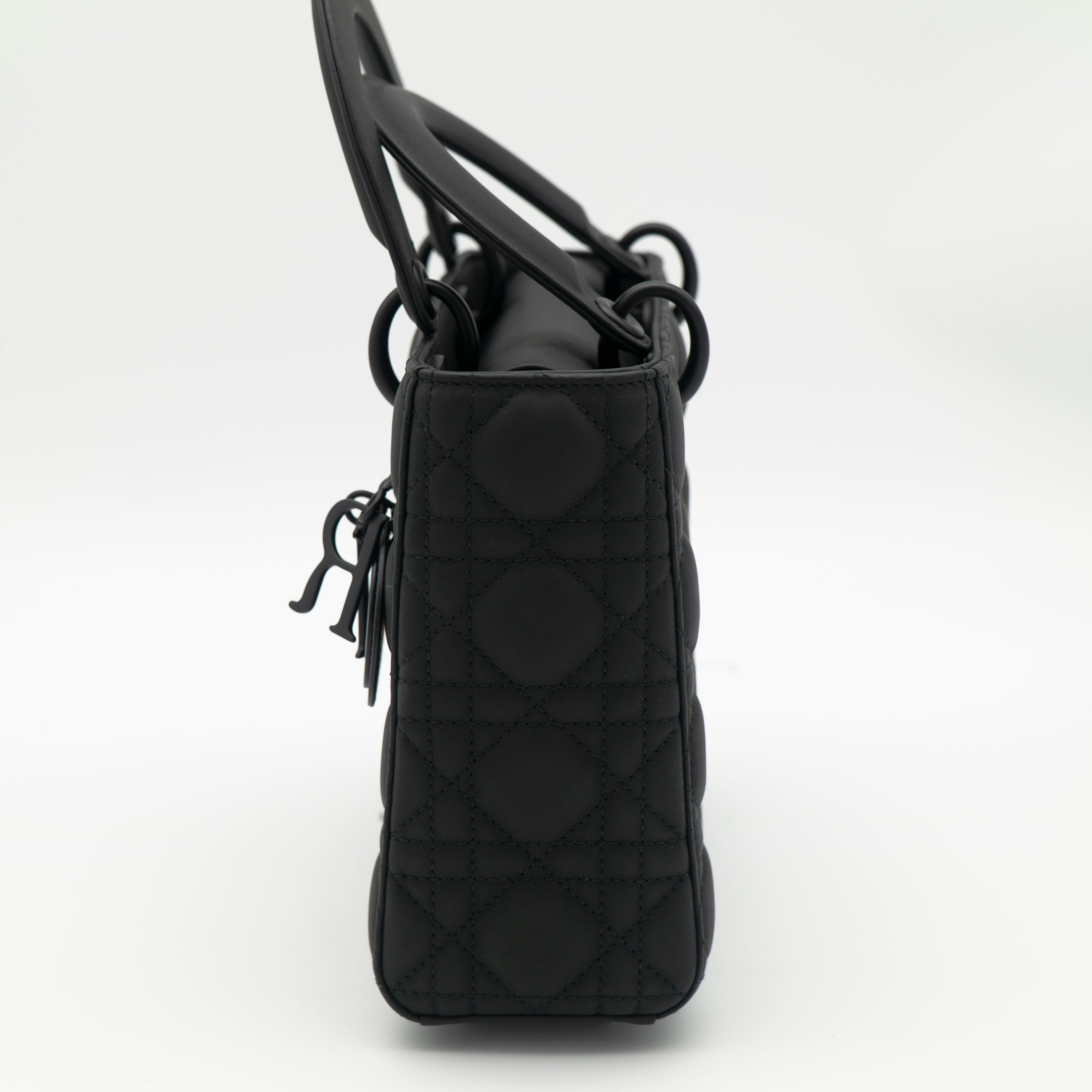 Christian Dior Black Ultramatte Small Lady Dior My ABCDior Bag