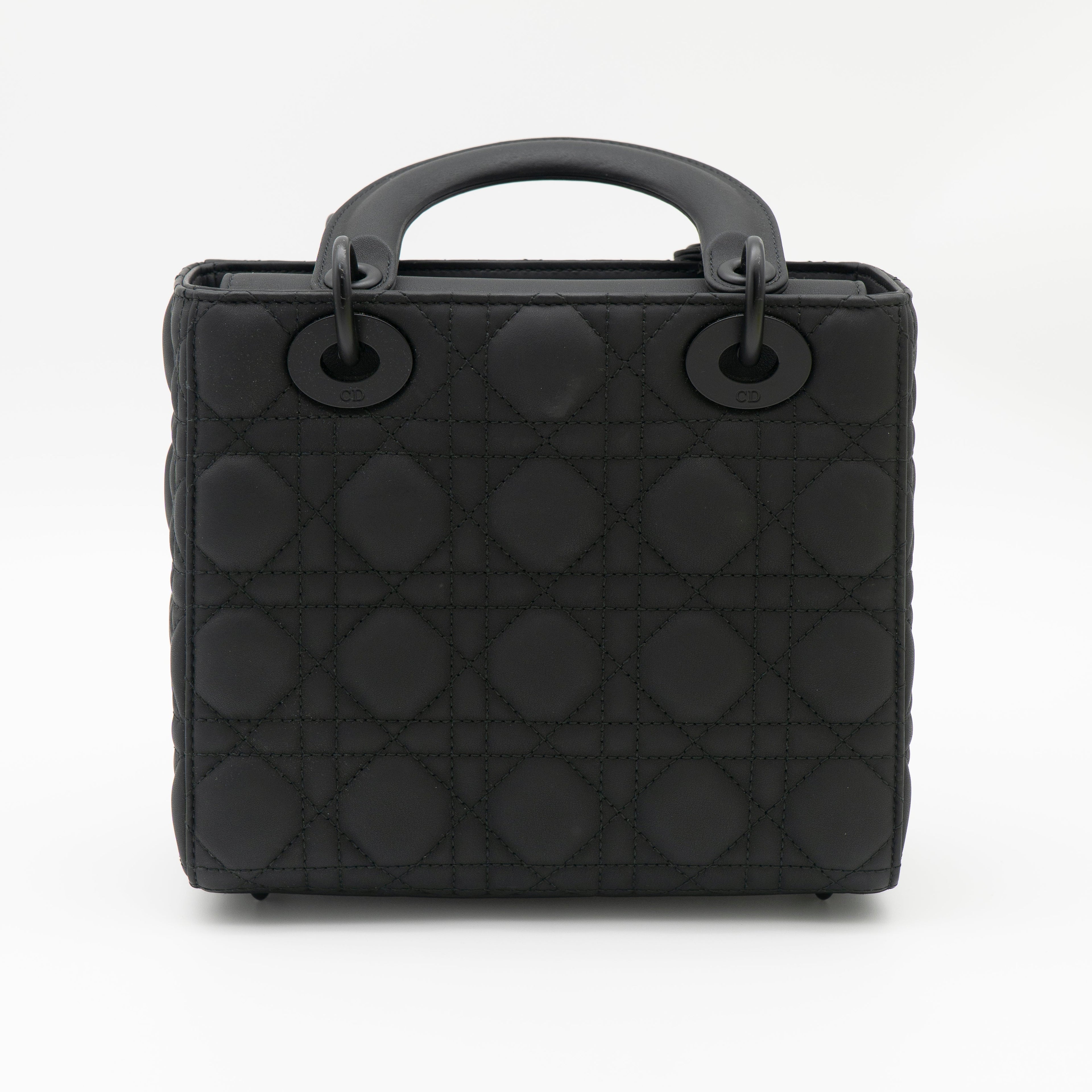 Christian Dior Black Ultramatte Small Lady Dior My ABCDior Bag