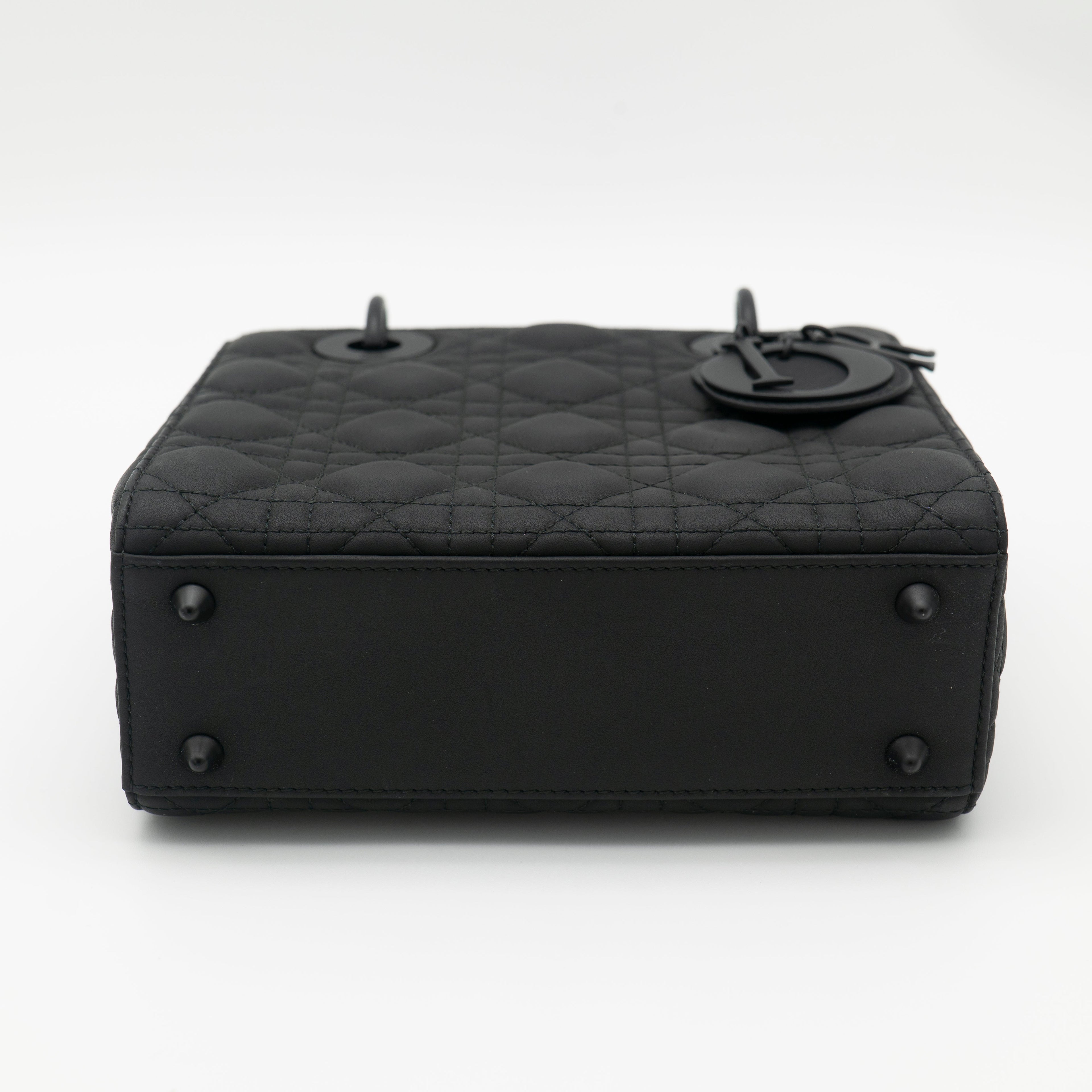 Christian Dior Black Ultramatte Small Lady Dior My ABCDior Bag