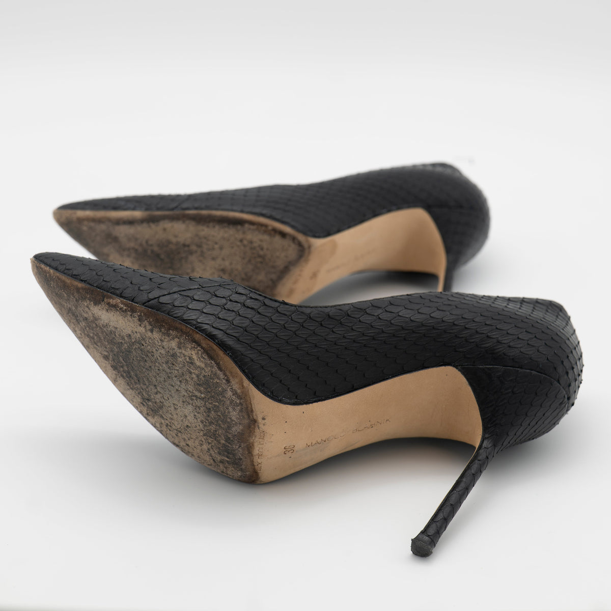 Manolo Blahnik Snakeskin Embossed BB 105 Size 36