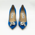 Jimmy Choo Blue Satin Crystal Embellished Manda Pumps Size 36