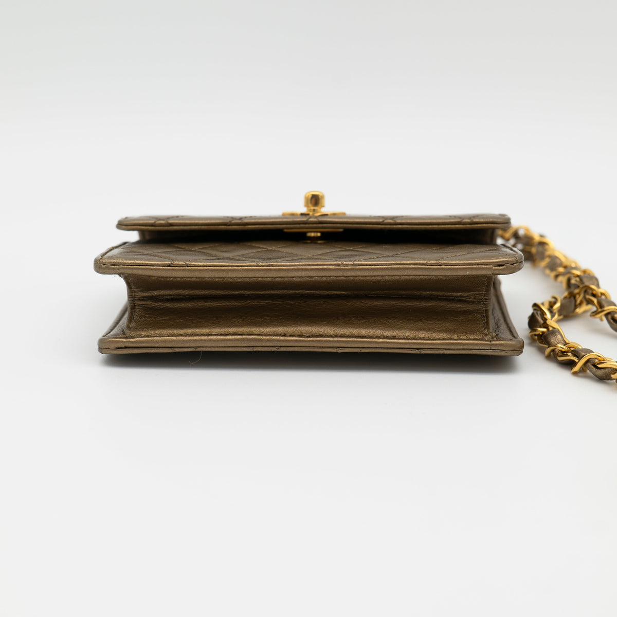 CHANEL Vintage Metallic Gold Extra-Mini Half Flap Bag Lambskin 24K GHW