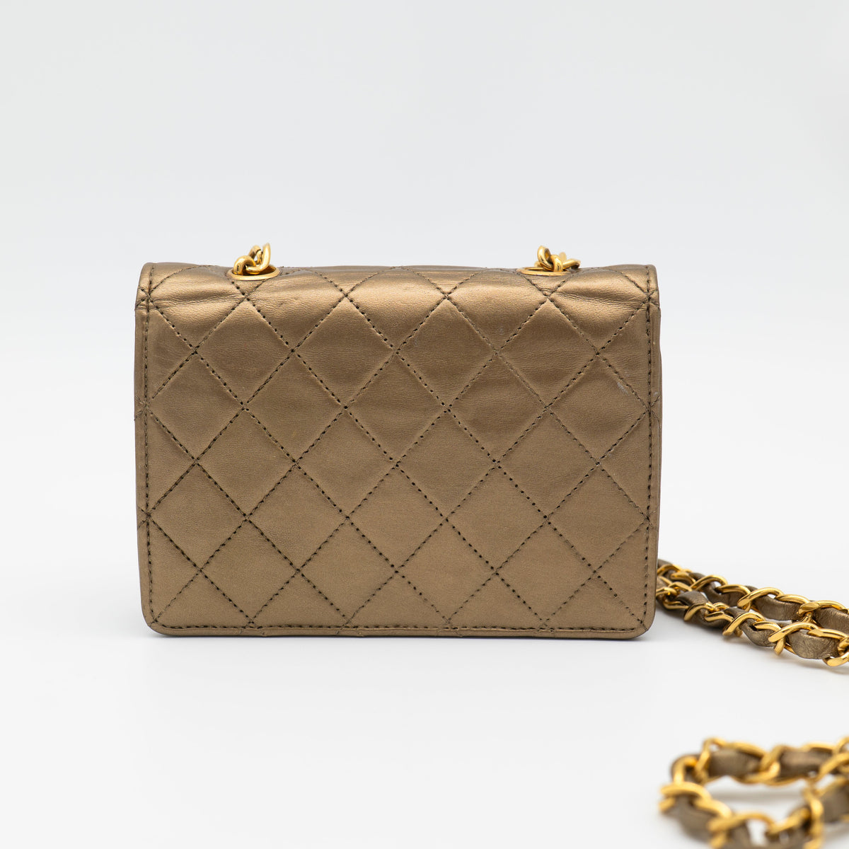 CHANEL Vintage Metallic Gold Extra-Mini Half Flap Bag Lambskin 24K GHW