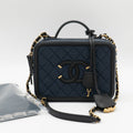 CHANEL Medium Filigree Vanity Case Navy/Black A93343