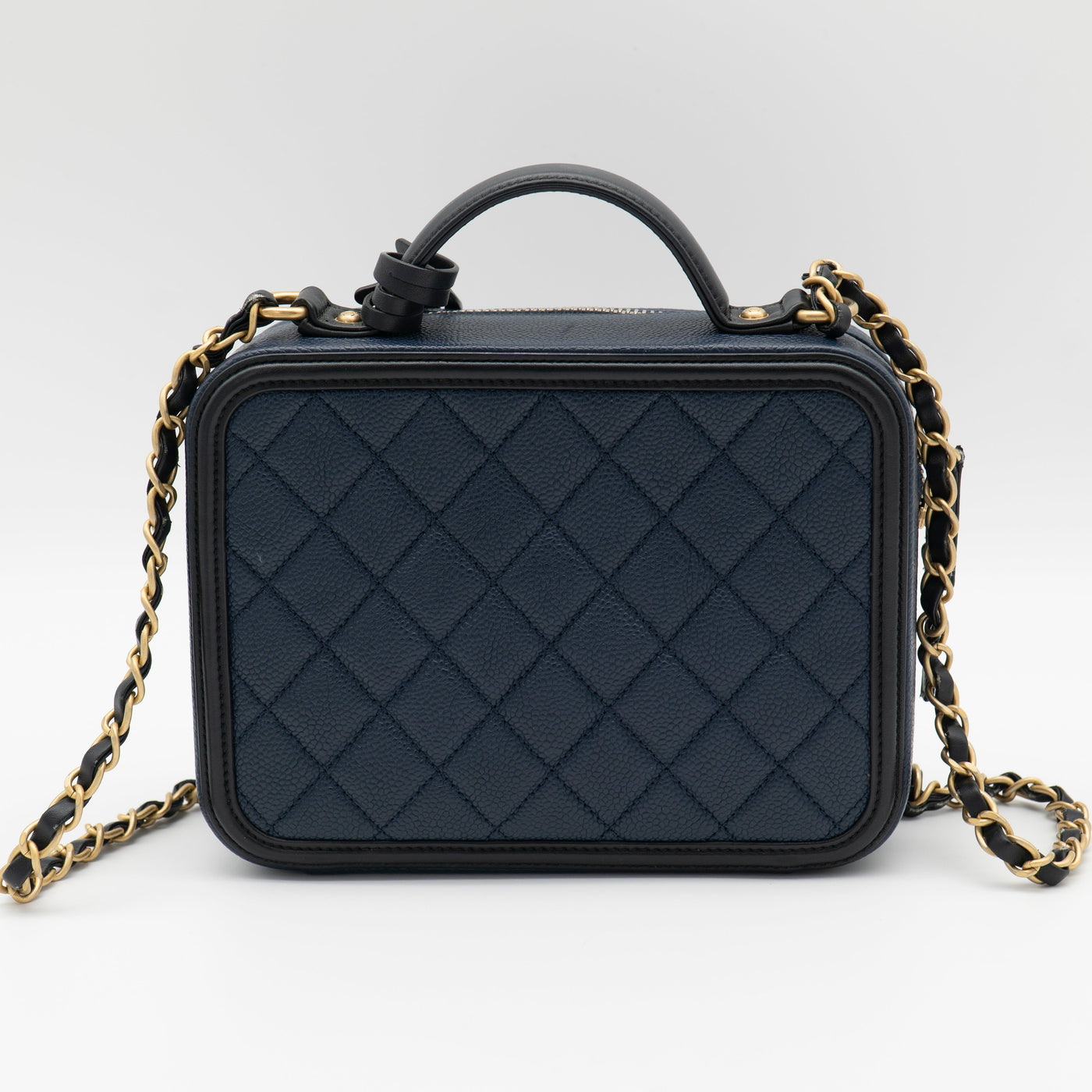 CHANEL Medium Filigree Vanity Case Navy/Black A93343 VIP