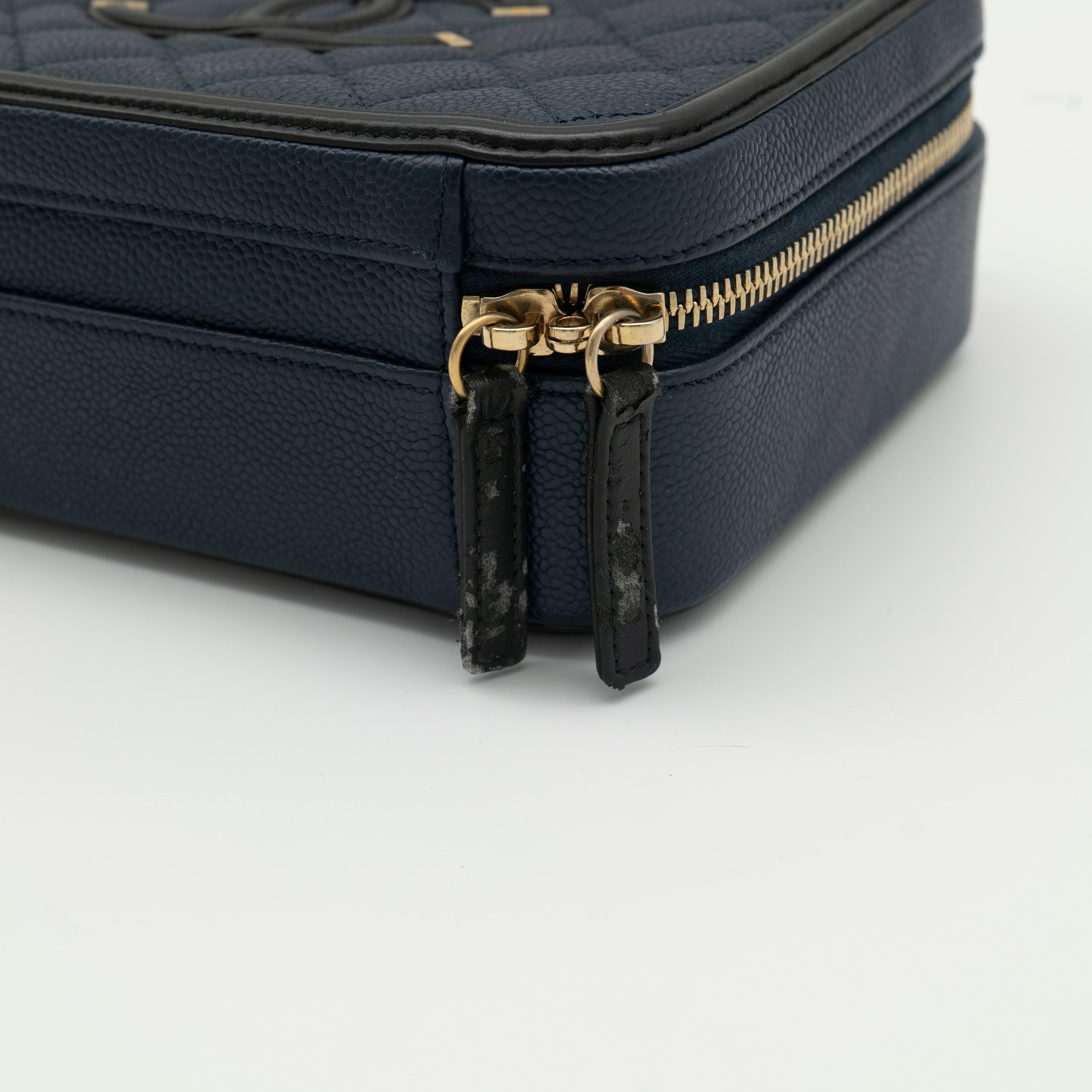 CHANEL Medium Filigree Vanity Case Navy/Black A93343