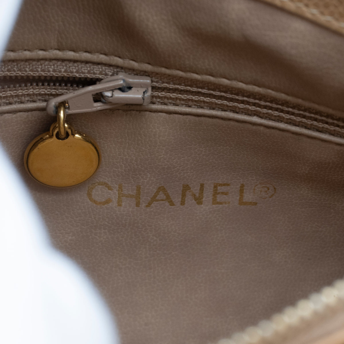 CHANEL Vintage Beige Caviar 24K Gold-Plated CC Turnlock Shoulder Bag
