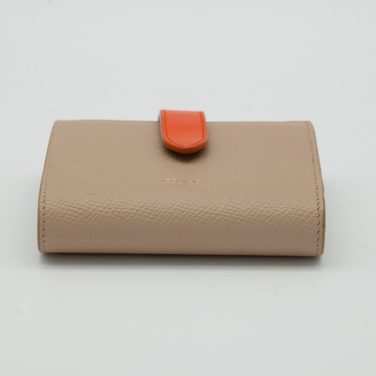 Celine Small Strap Bicolor Compact Wallet Beige/Orange