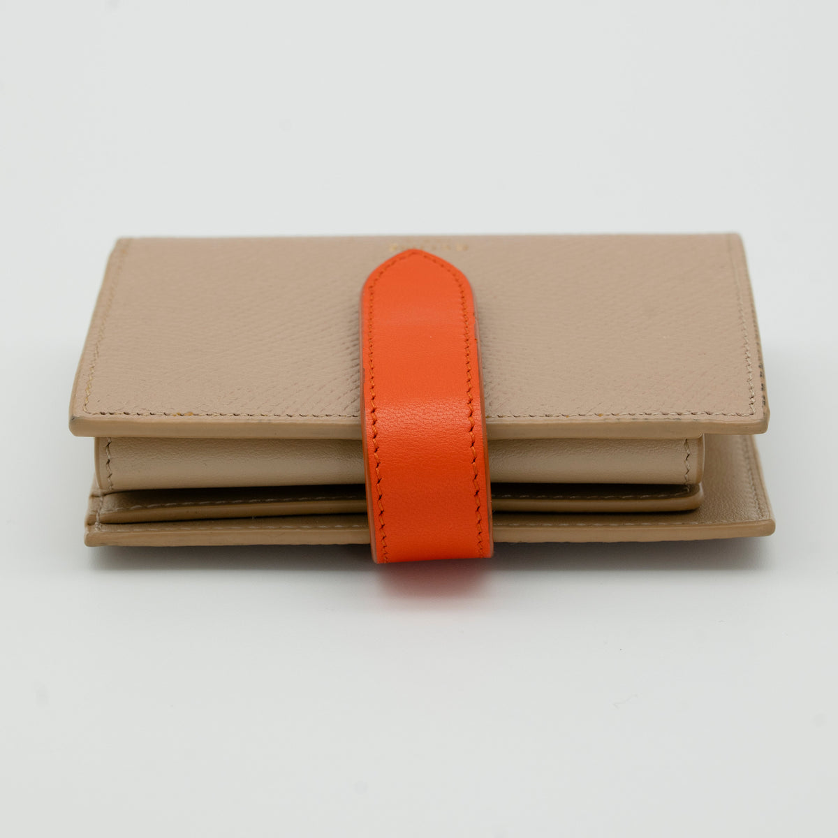 Celine Small Strap Bicolor Compact Wallet Beige/Orange