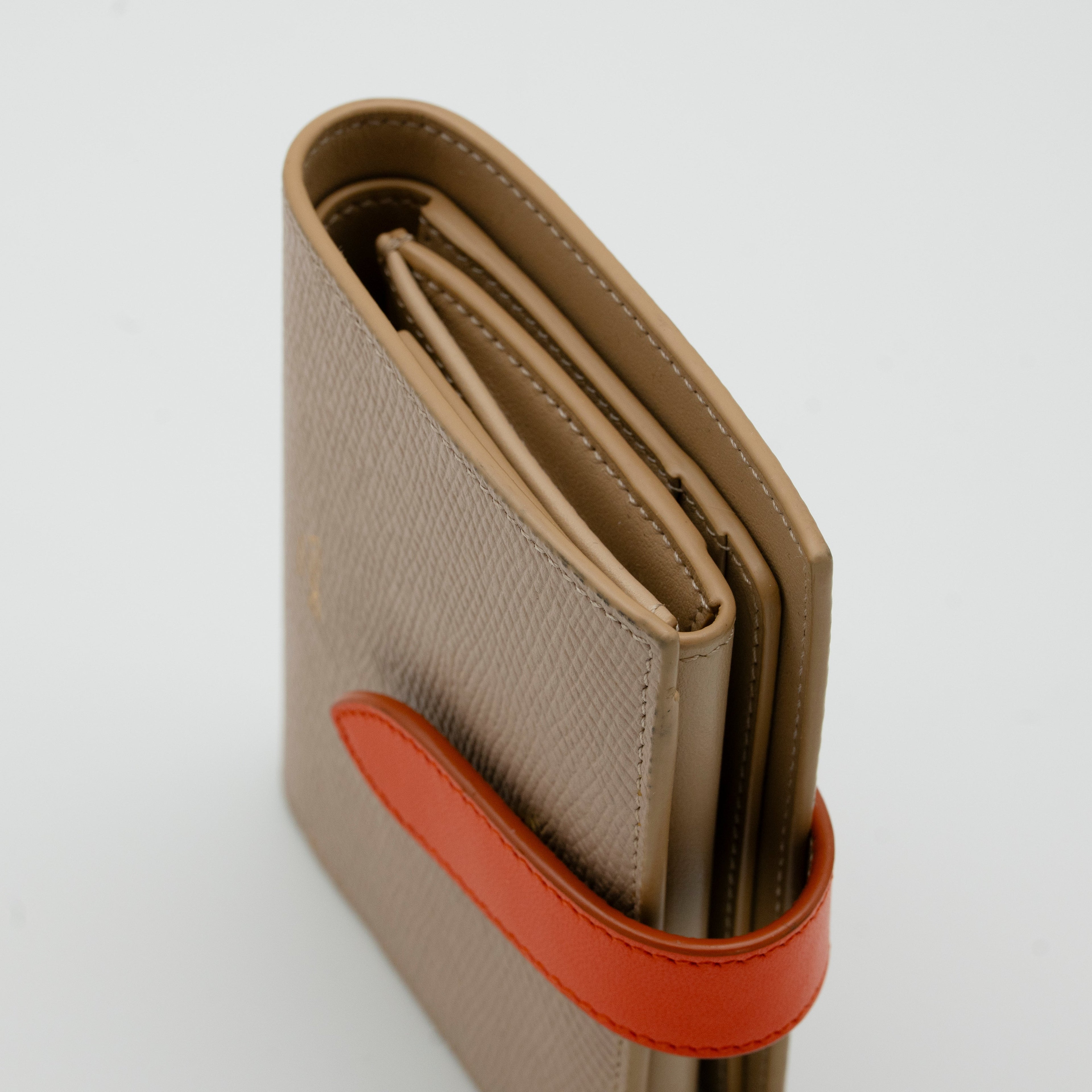 Celine Small Strap Bicolor Compact Wallet Beige/Orange